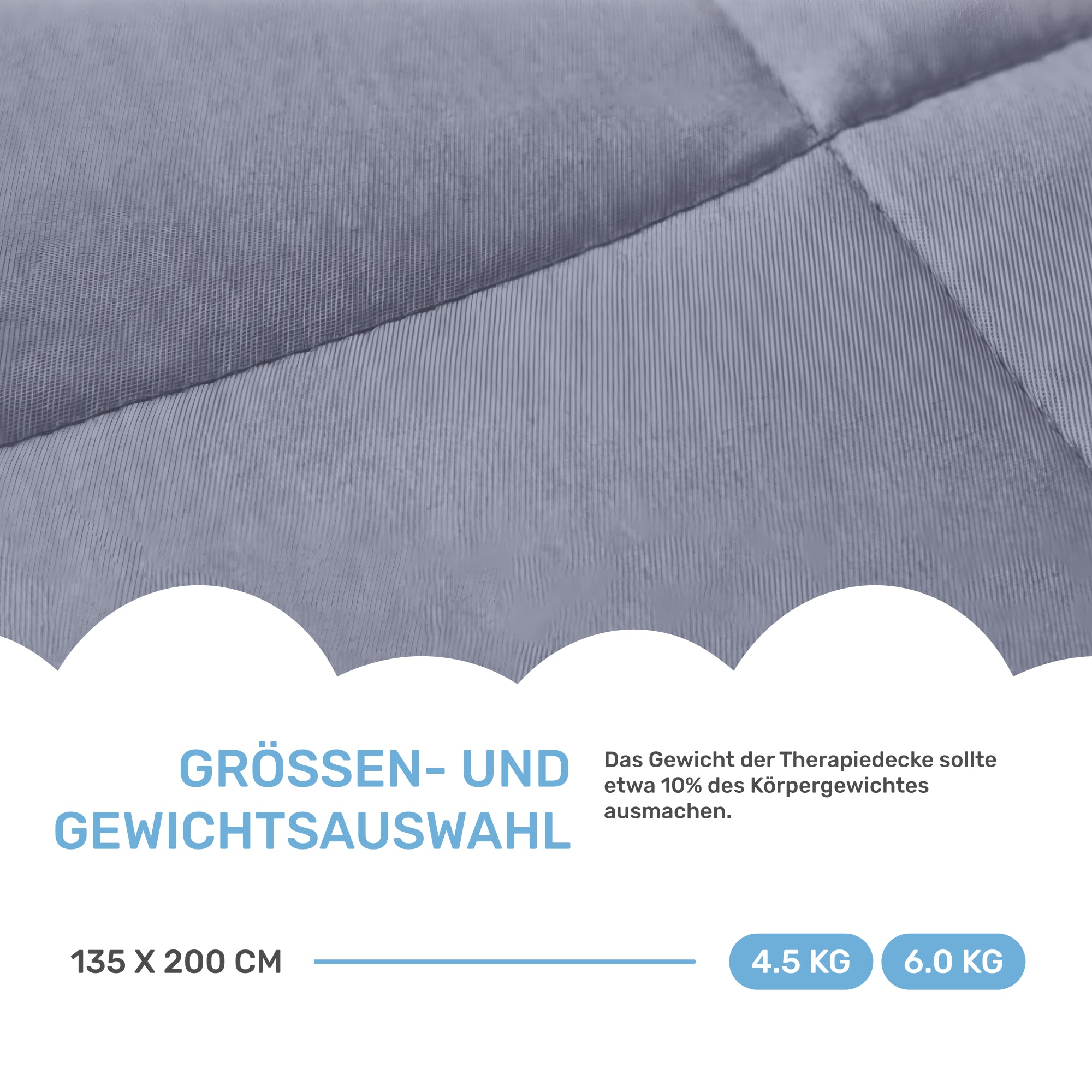 Gewichtsdecke für Erwachsene aus 100% Baumwolle, Edition"Grau"