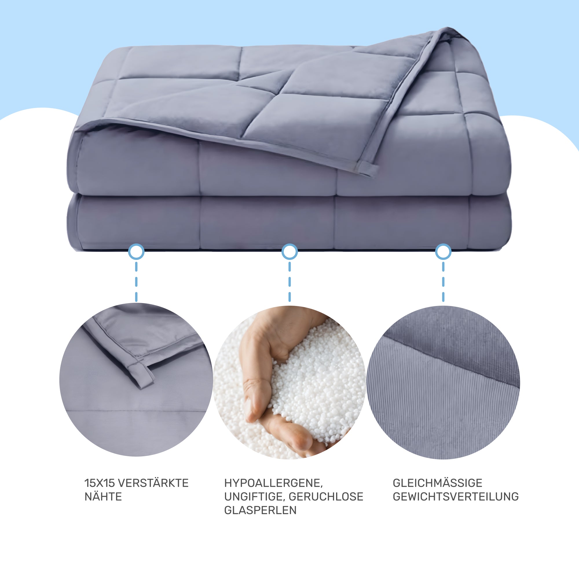 Gewichtsdecke für Erwachsene aus 100% Baumwolle, Edition"Grau"