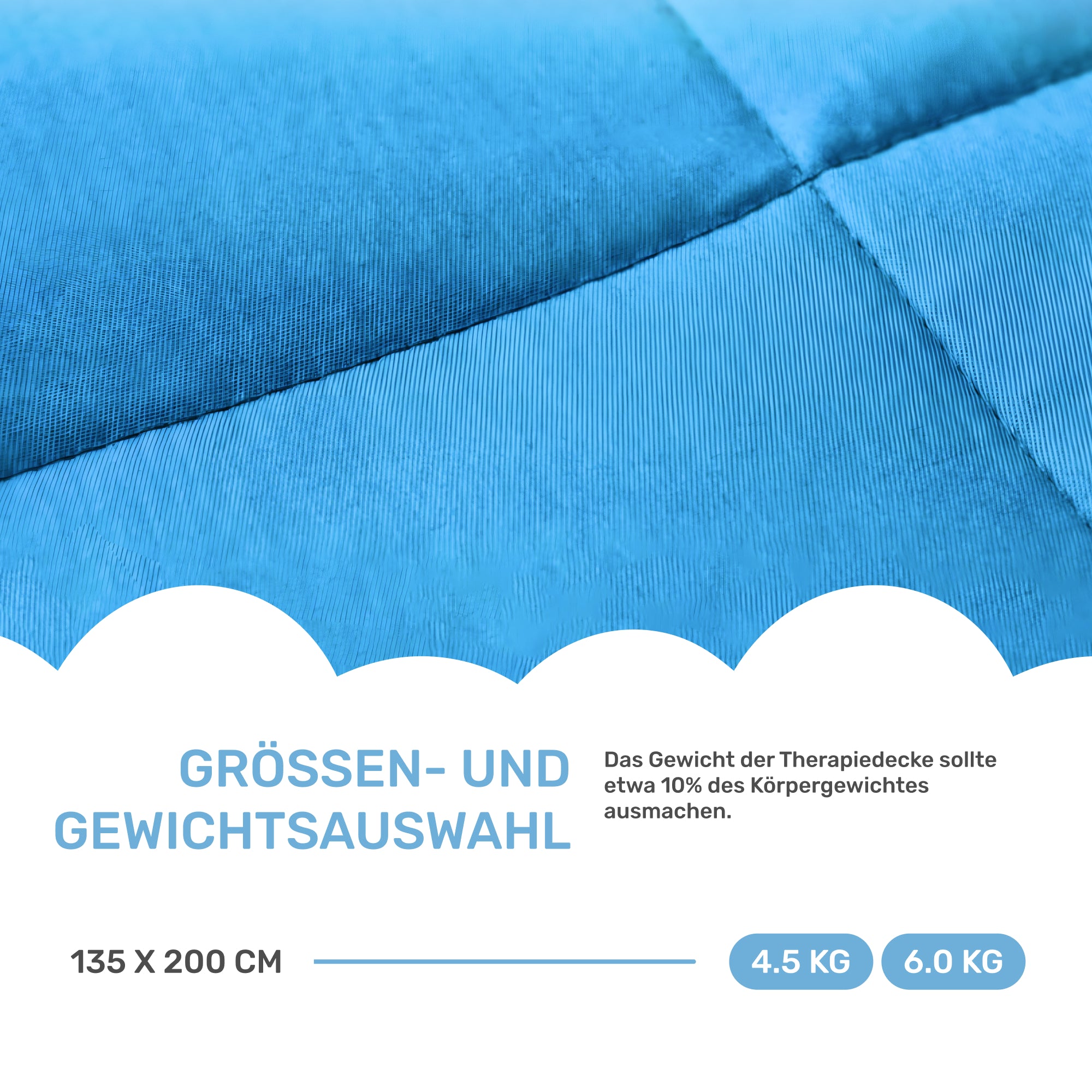Gewichtsdecke für Erwachsene aus 100% Baumwolle, Edition "Blau"