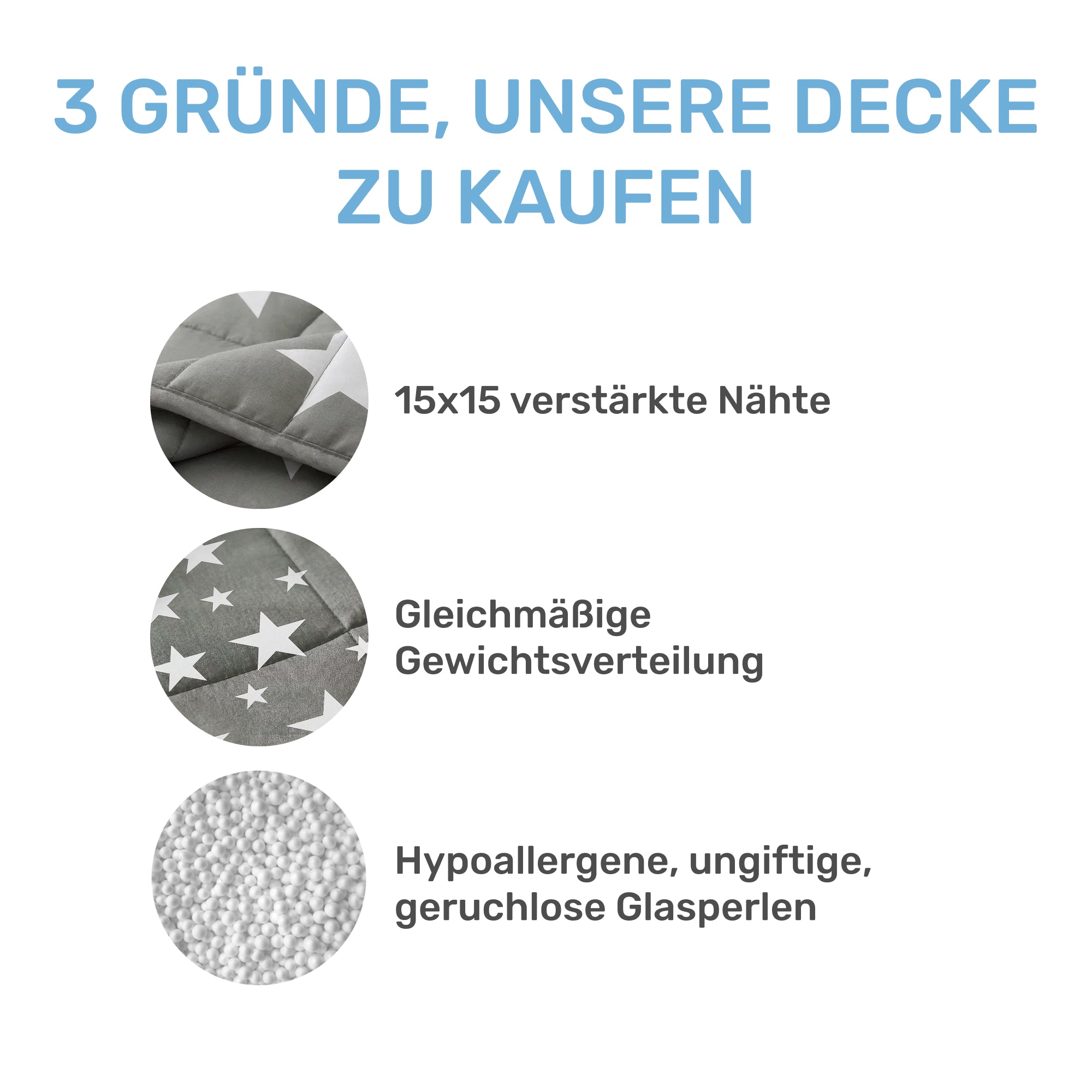 Gewichtsdecke für Kinder aus 100% Baumwolle, Edition "Sterne"