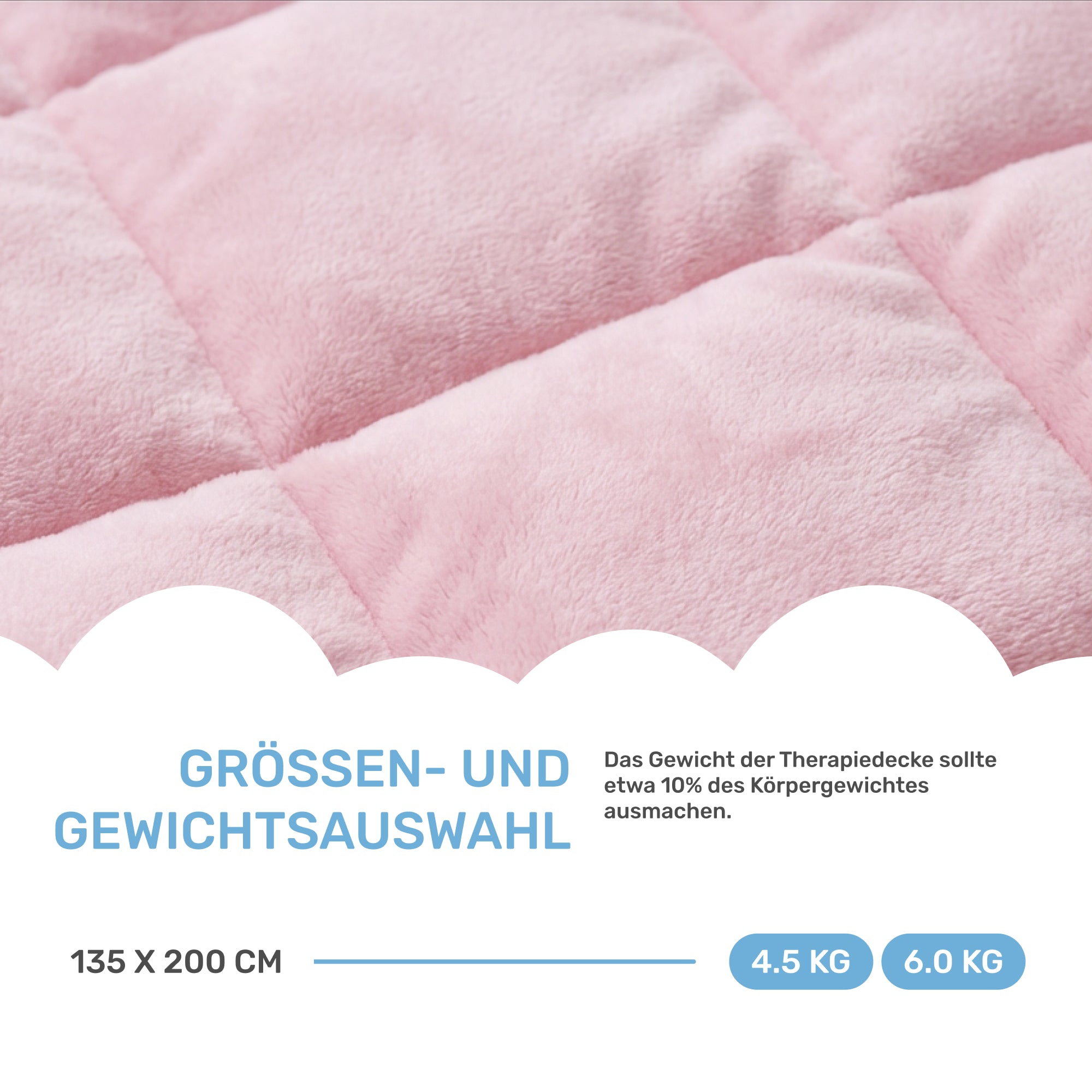 Gewichtsdecke für Erwachsene aus flauschigem Fleece, Edition "Rosa"