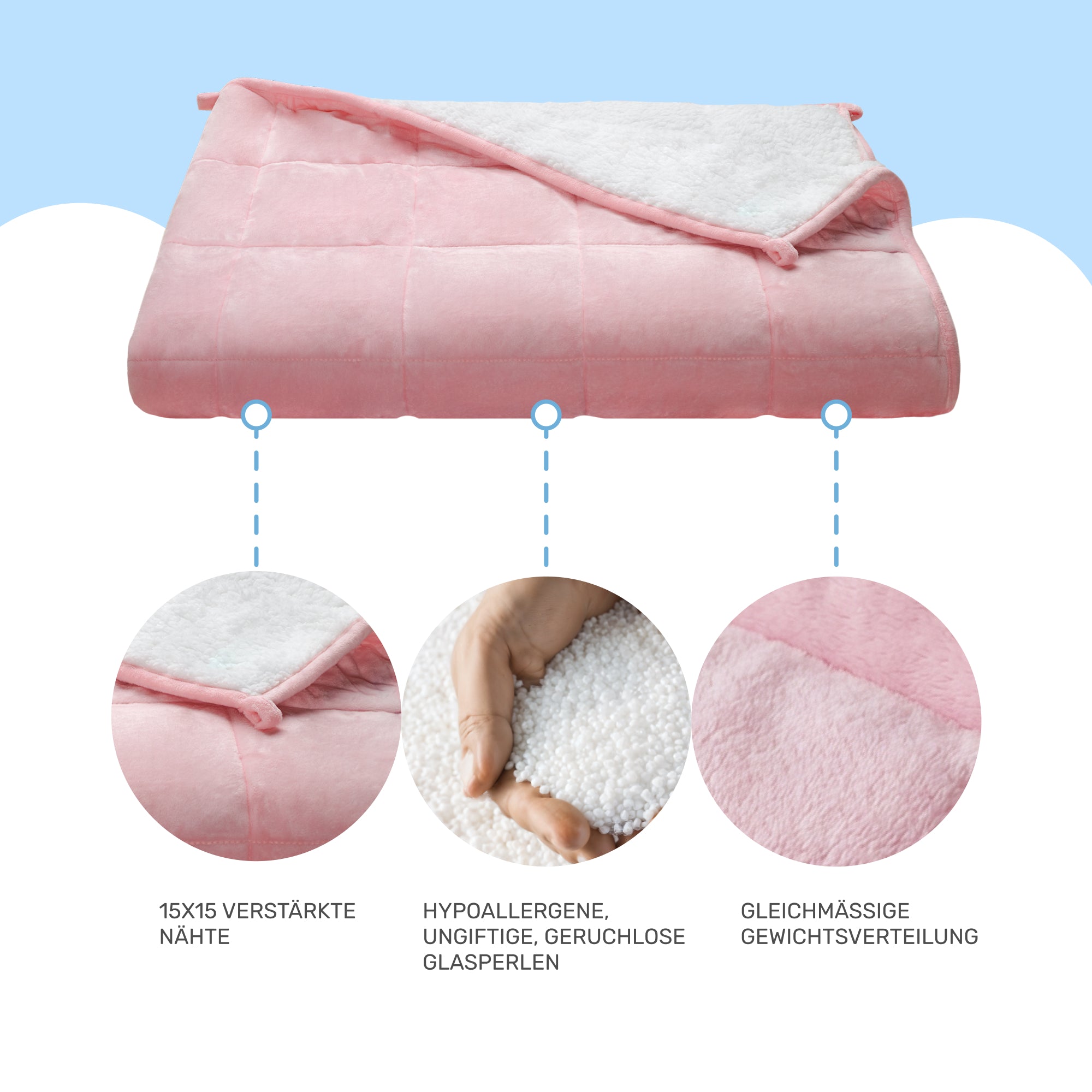 Gewichtsdecke für Erwachsene aus flauschigem Fleece, Edition "Rosa"