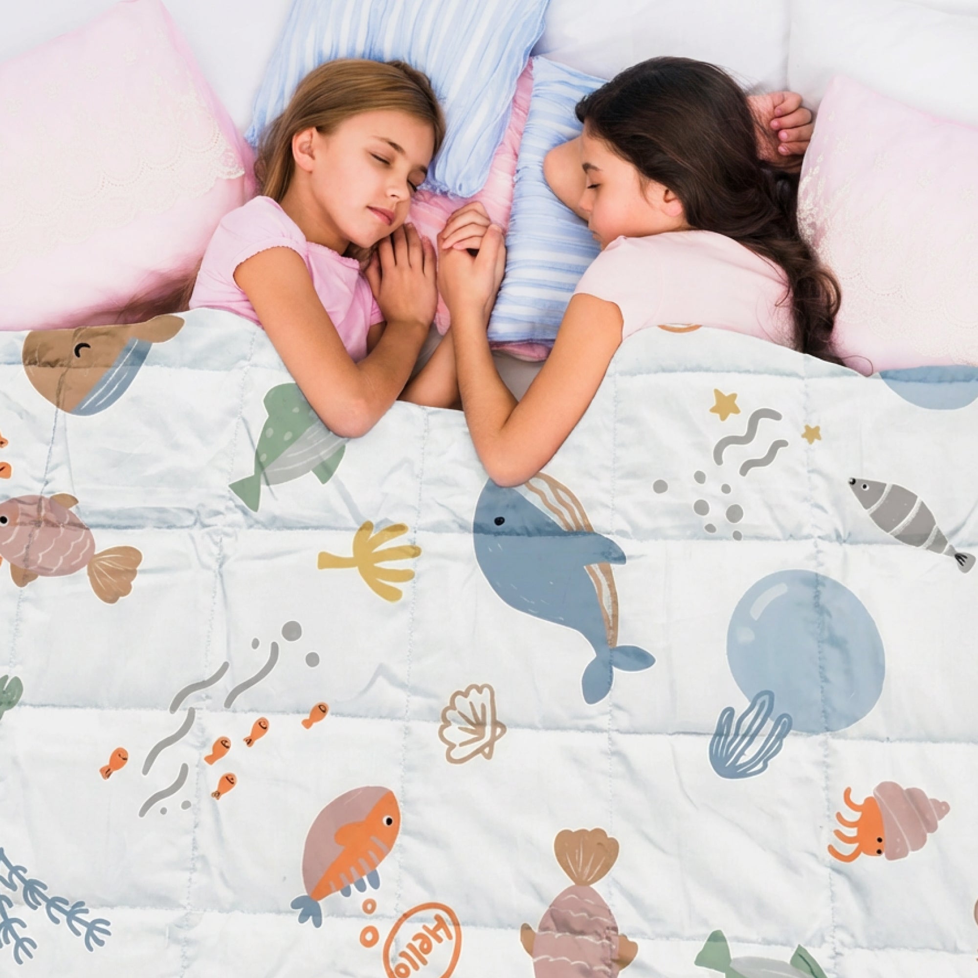 Tyngd filt för barn gjord av 100% bomull, "Ocean"-utgåva