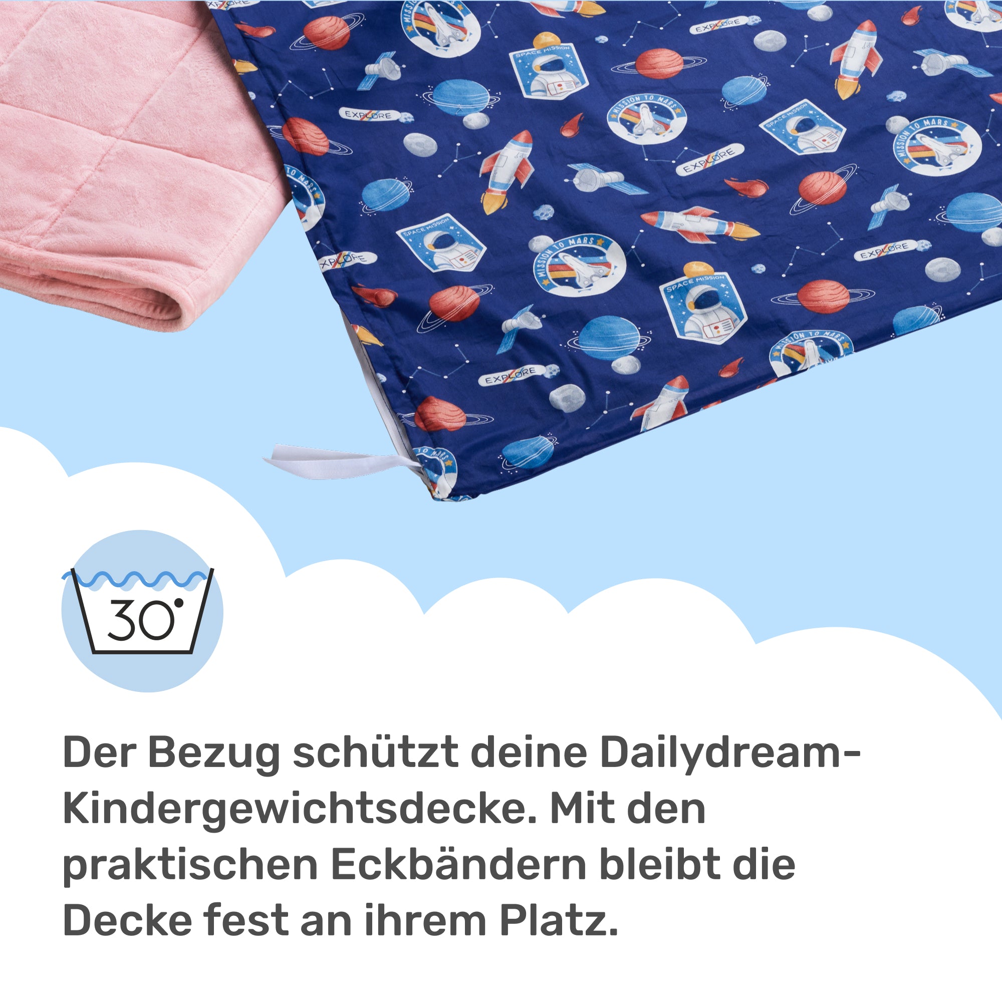 Weighted blanket cover for children made of 100% cotton, "Space" edition
