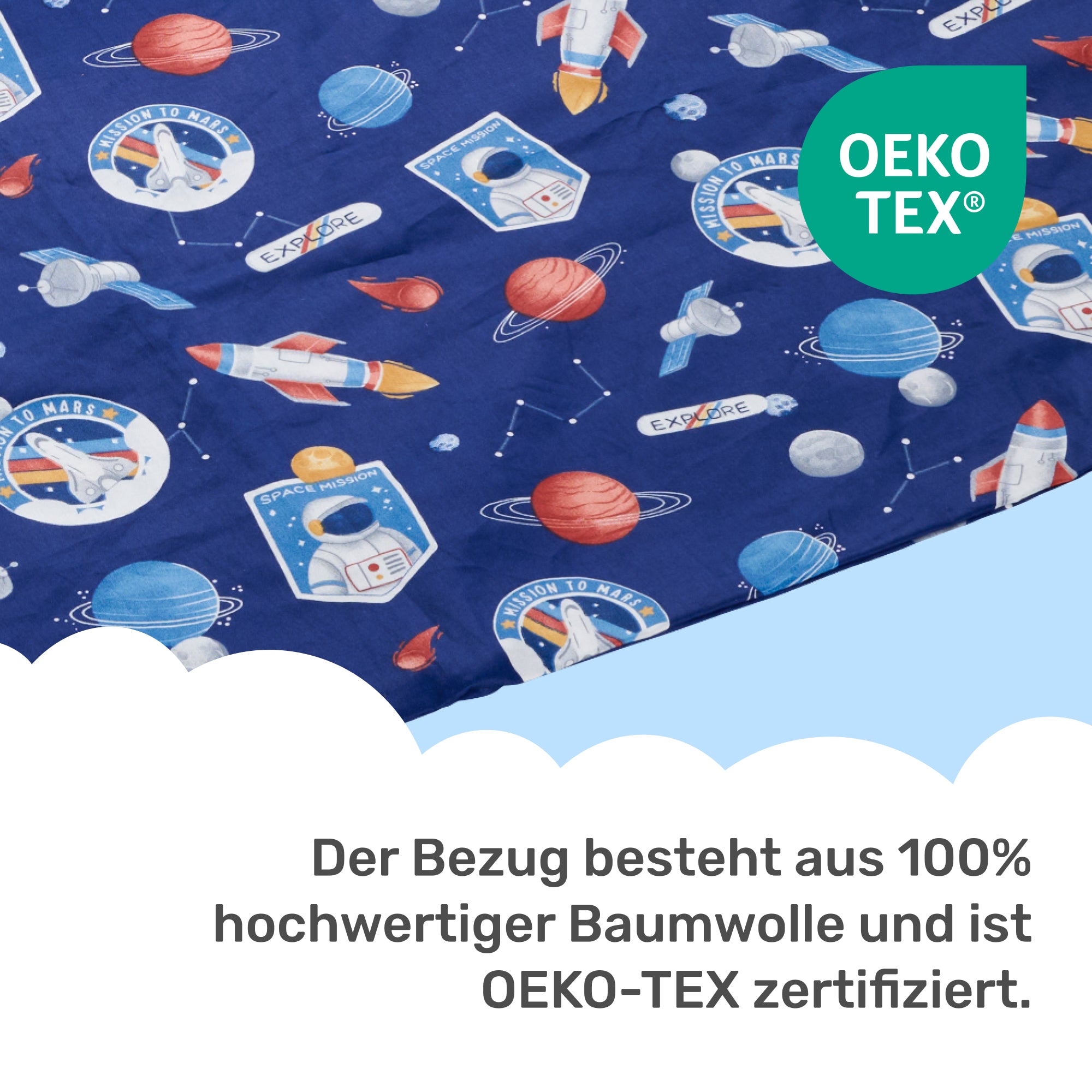Weighted blanket cover for children made of 100% cotton, "Space" edition