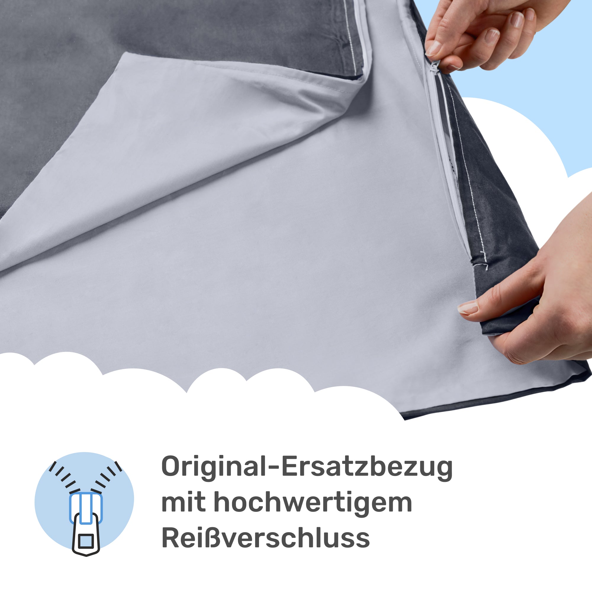 Dailydream Bezug in grau für Erwachsenengewichtsdecken 135 x 200 cm - zweifarbig