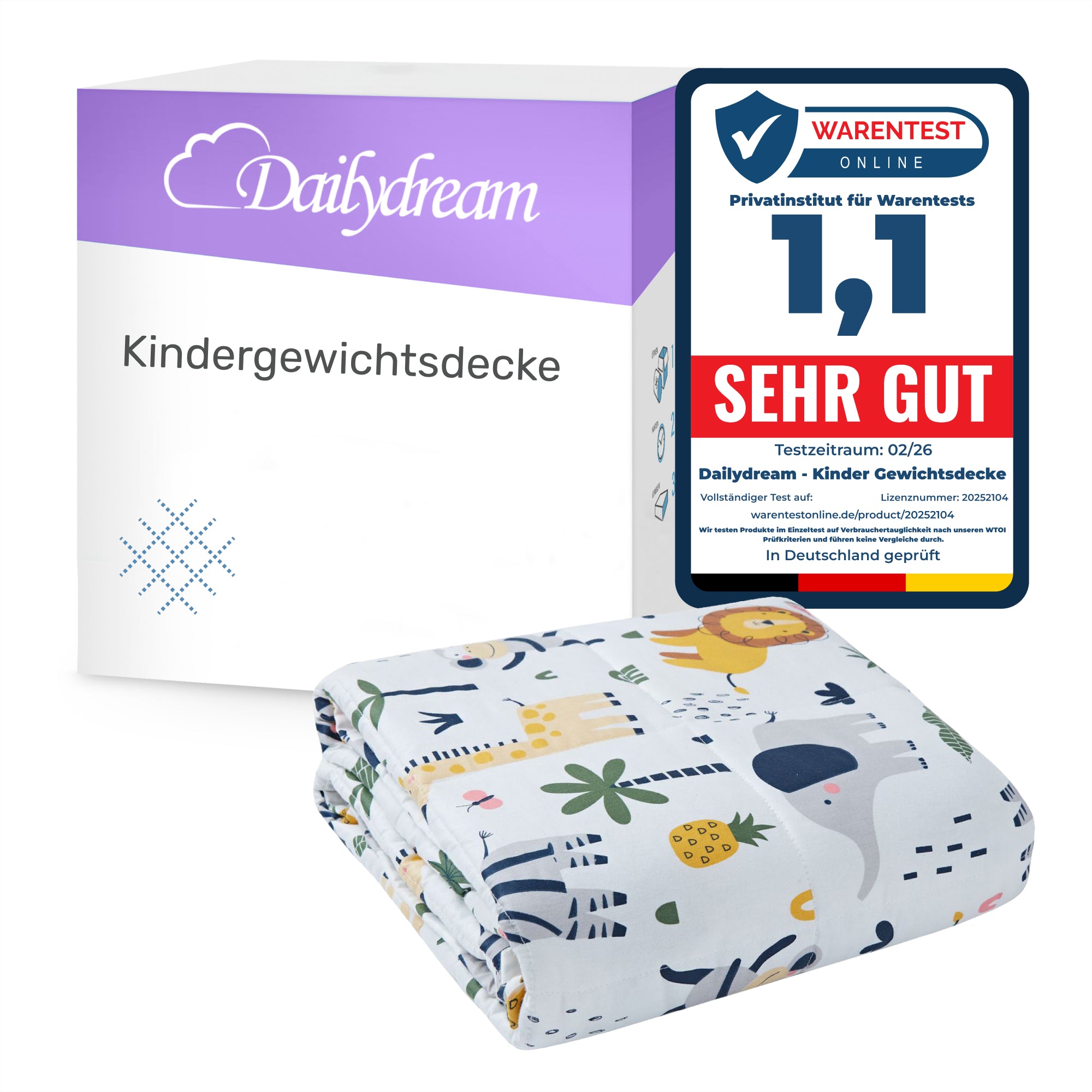 Weighted blanket cover for children made of 100% cotton, "Safari" edition