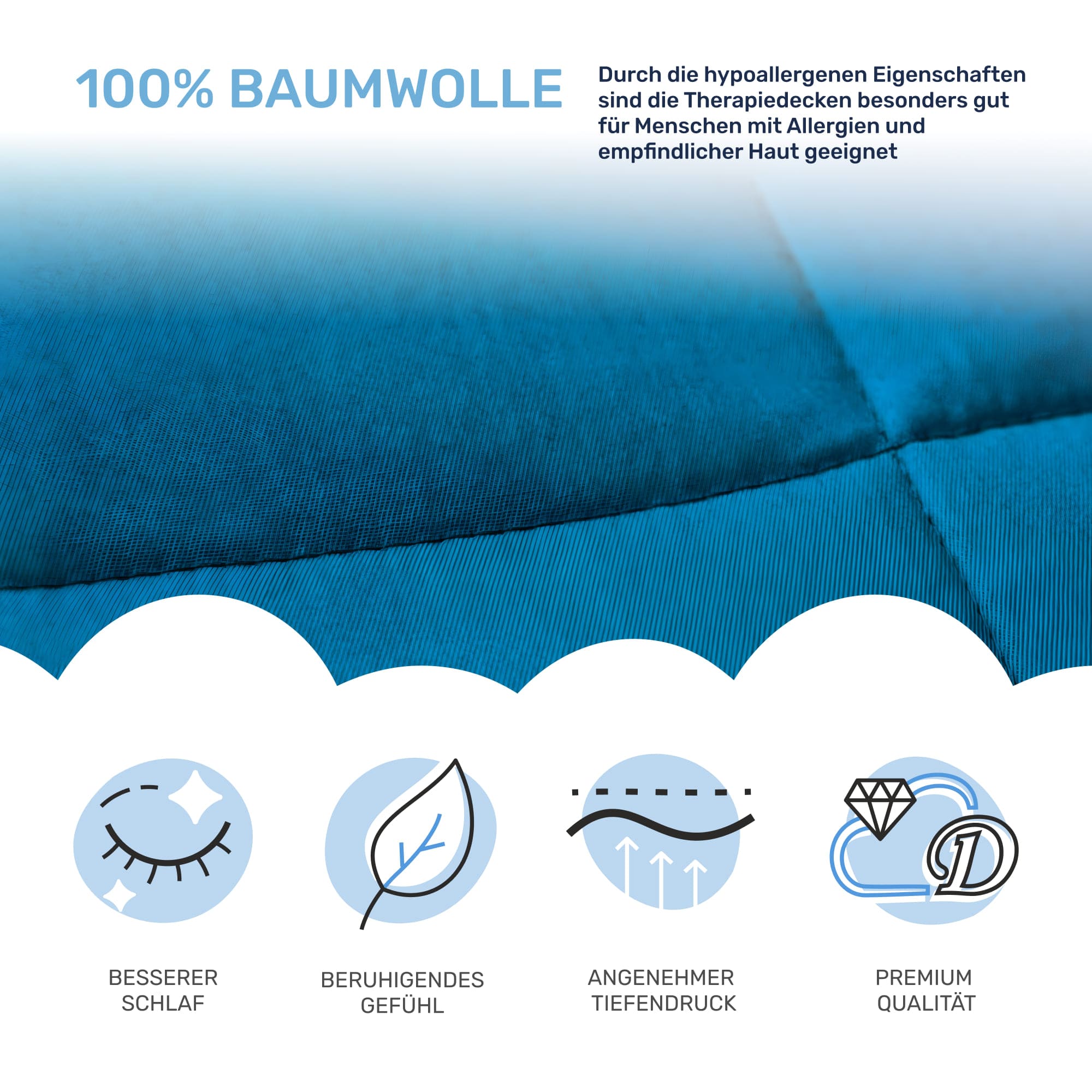 Gewichtsdecke für Erwachsene aus 100% Baumwolle, Edition "Blau"