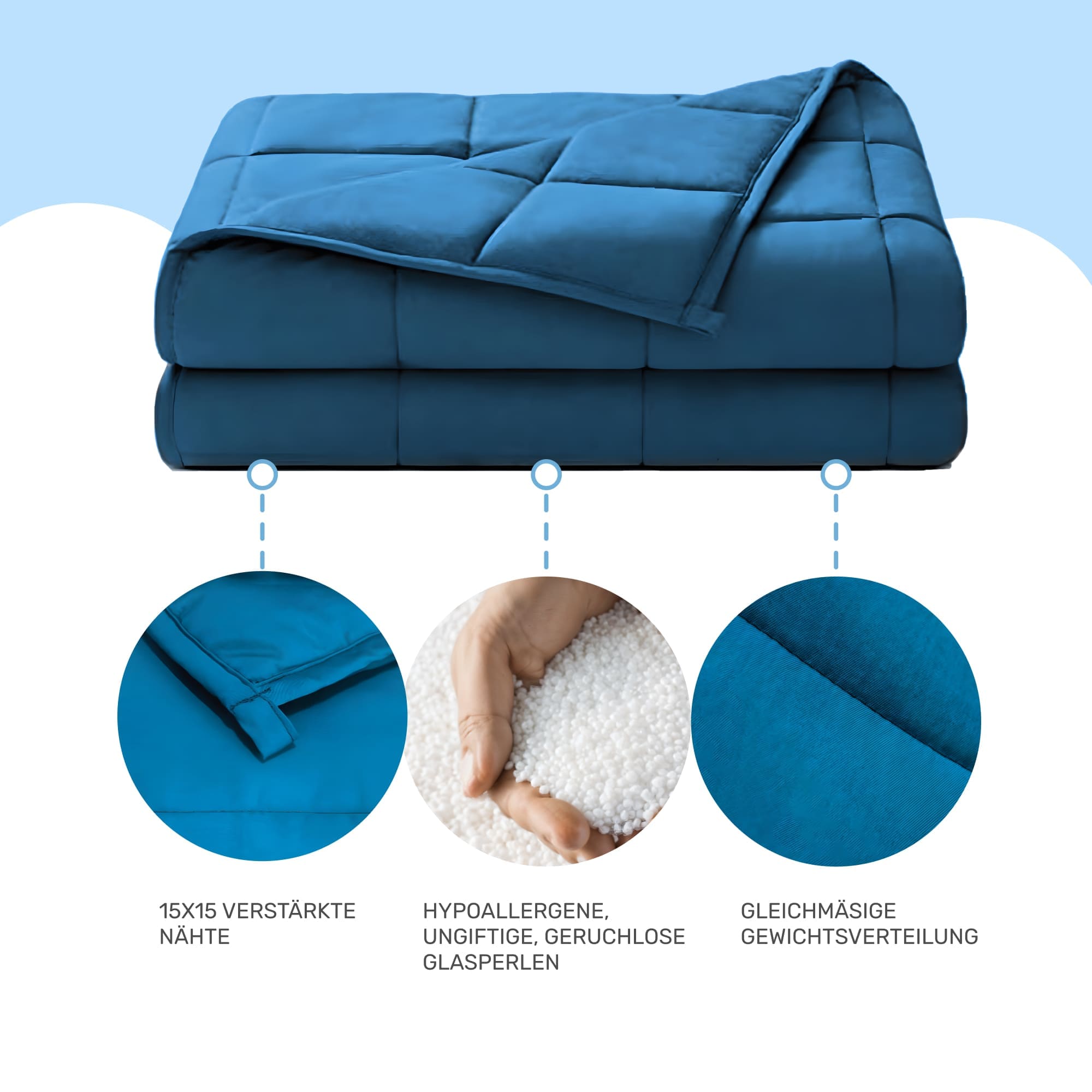Gewichtsdecke für Erwachsene aus 100% Baumwolle, Edition "Blau"
