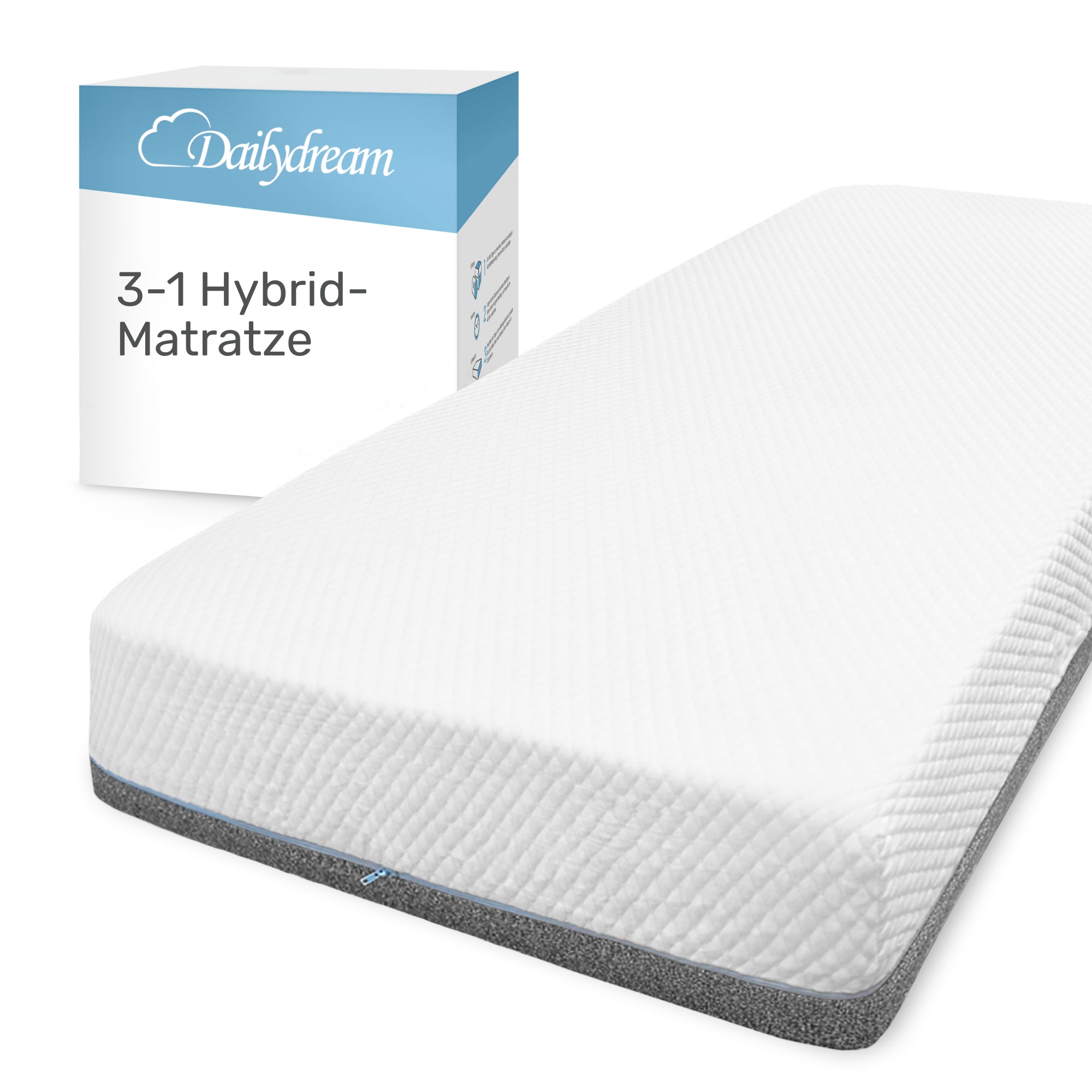 Hybrid-Matratze 3in1 mit Taschenfederkern, Kaltschaum und Memory Schaum