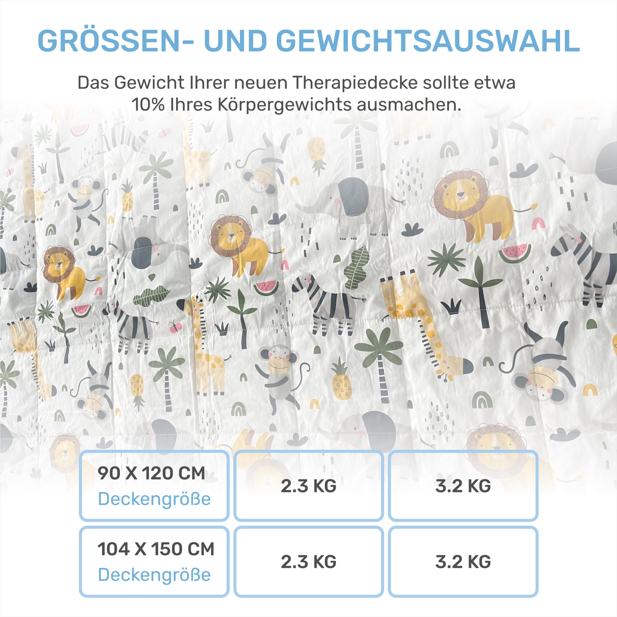 Gewichtsdecke für Kinder aus 100% Baumwolle, Edition "Safari"