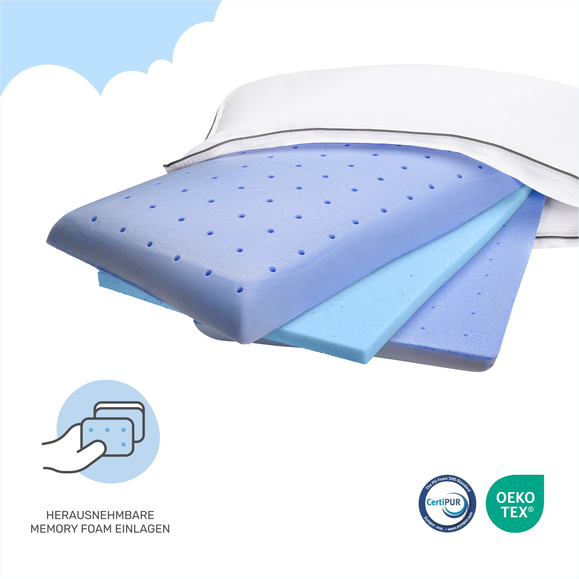 Almohada de altura regulable CozyCloud, 65 x 45 cm