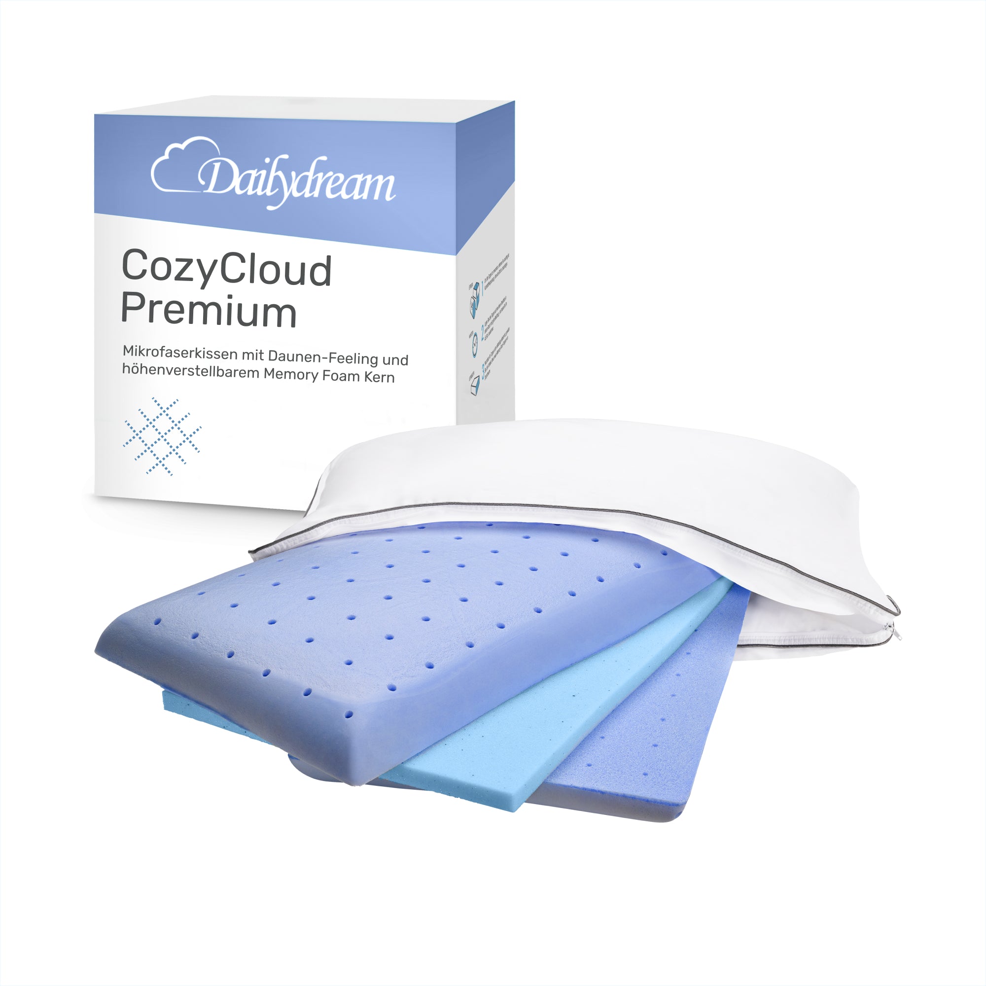 Almohada de altura regulable CozyCloud, 65 x 45 cm