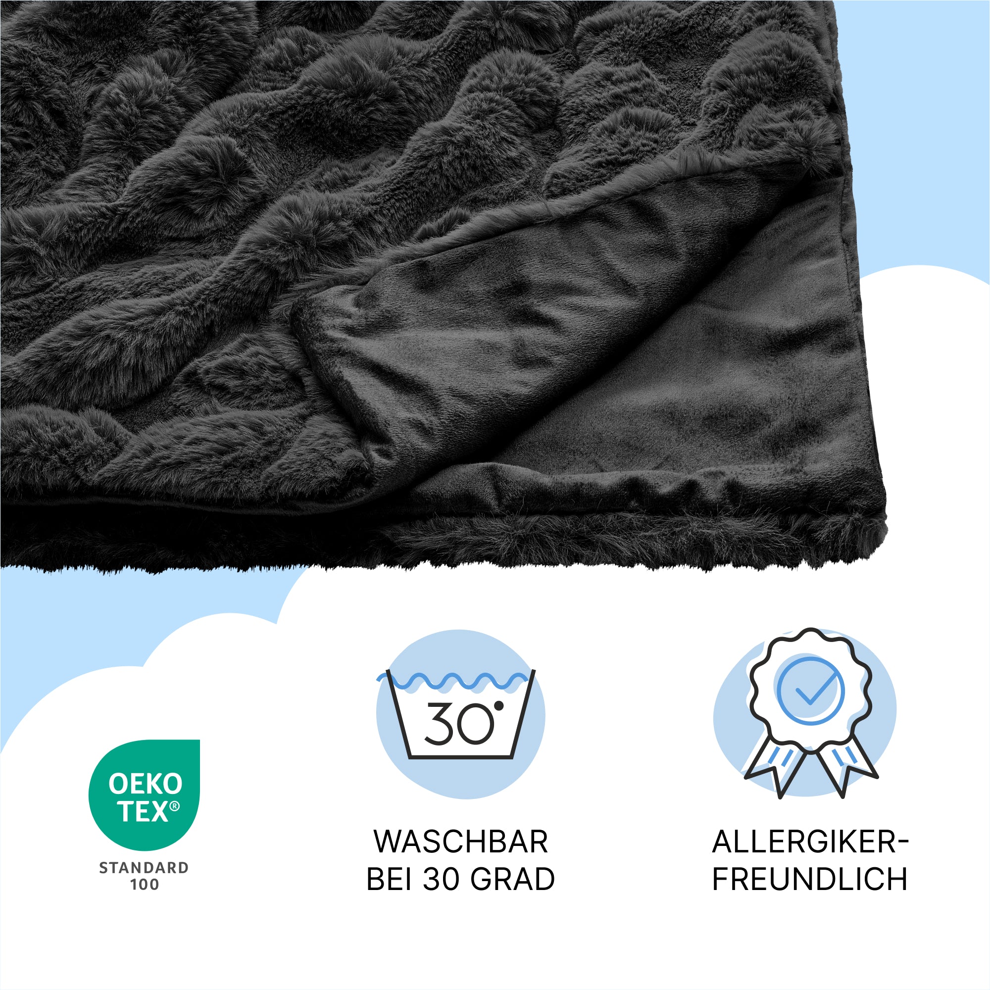 Manta de peluche Dailydream 150 x 200 cm negro