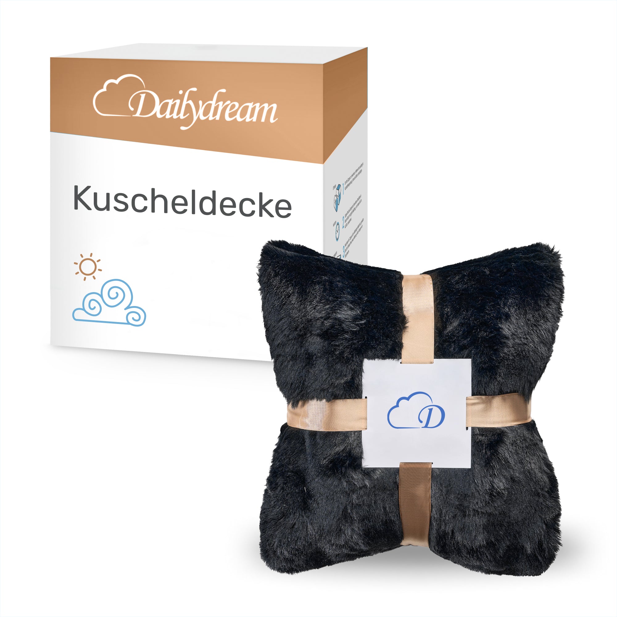 Manta de peluche Dailydream 150 x 200 cm negro
