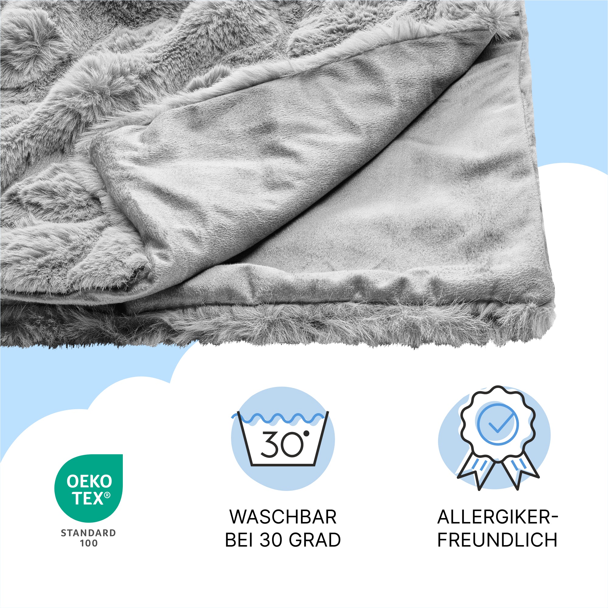 Manta de peluche Dailydream 150 x 200 cm gris