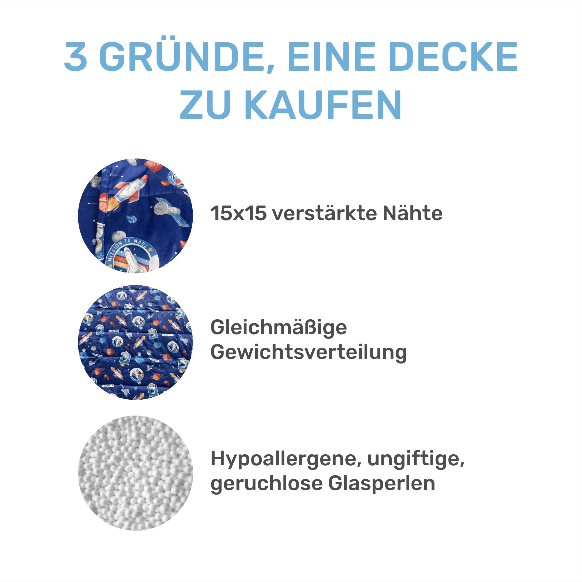 Tyngd filt för barn gjord av 100% bomull, "Space"-utgåva