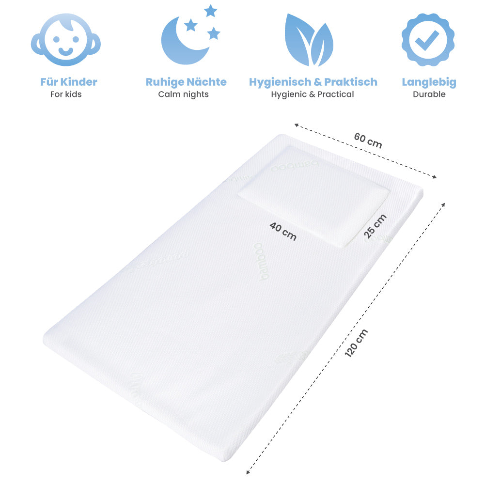 Set: Visco-Topper für Kinder mit extra Kissen