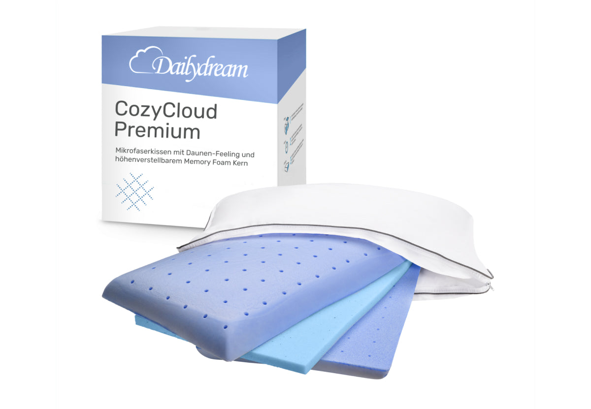 Almohada de microfibra con tacto de plumón & Núcleo de espuma viscoelástica, altura ajustable.