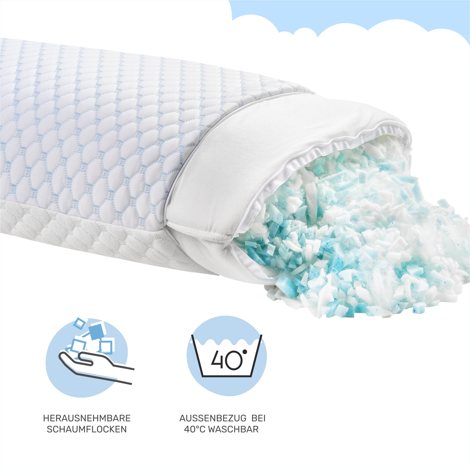 Almohada cervical FlexiCloud, 80x40cm, blanco