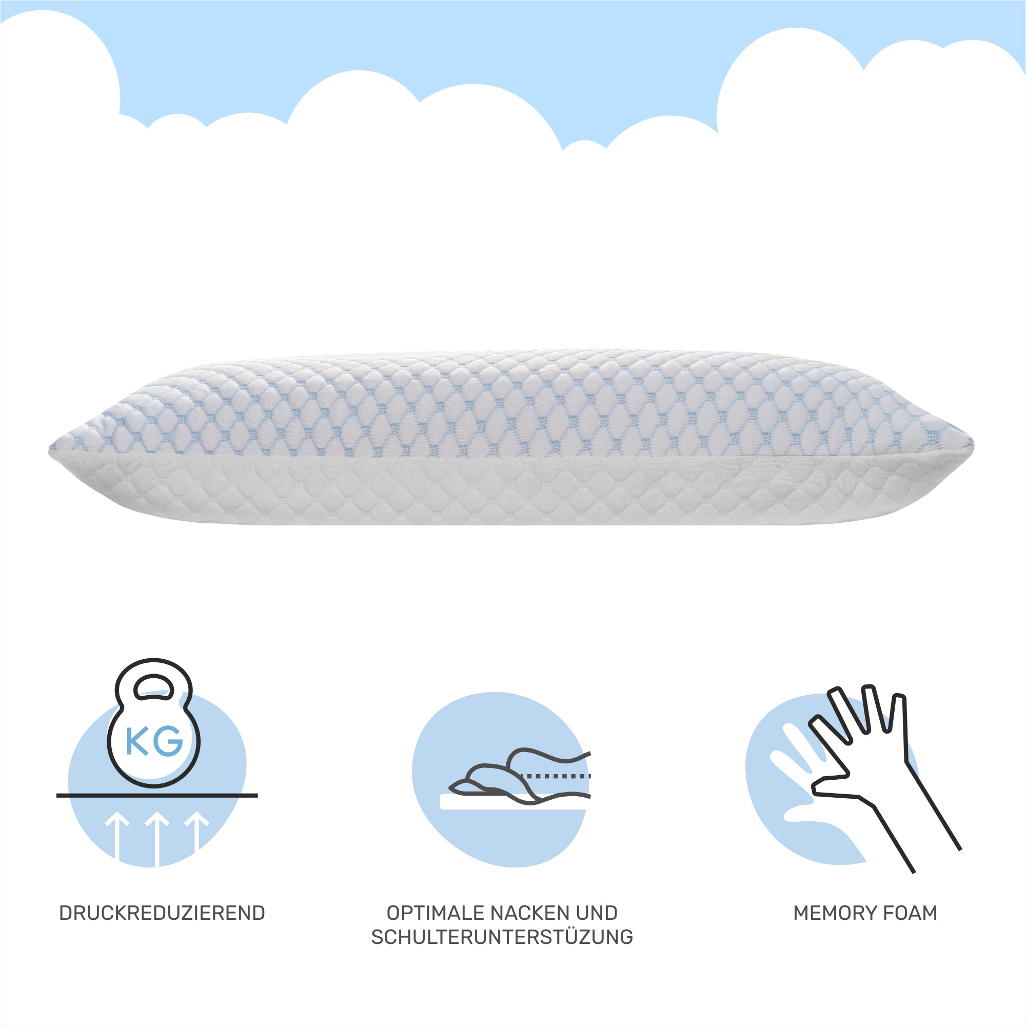 Almohada cervical FlexiCloud, 80x40cm, blanco