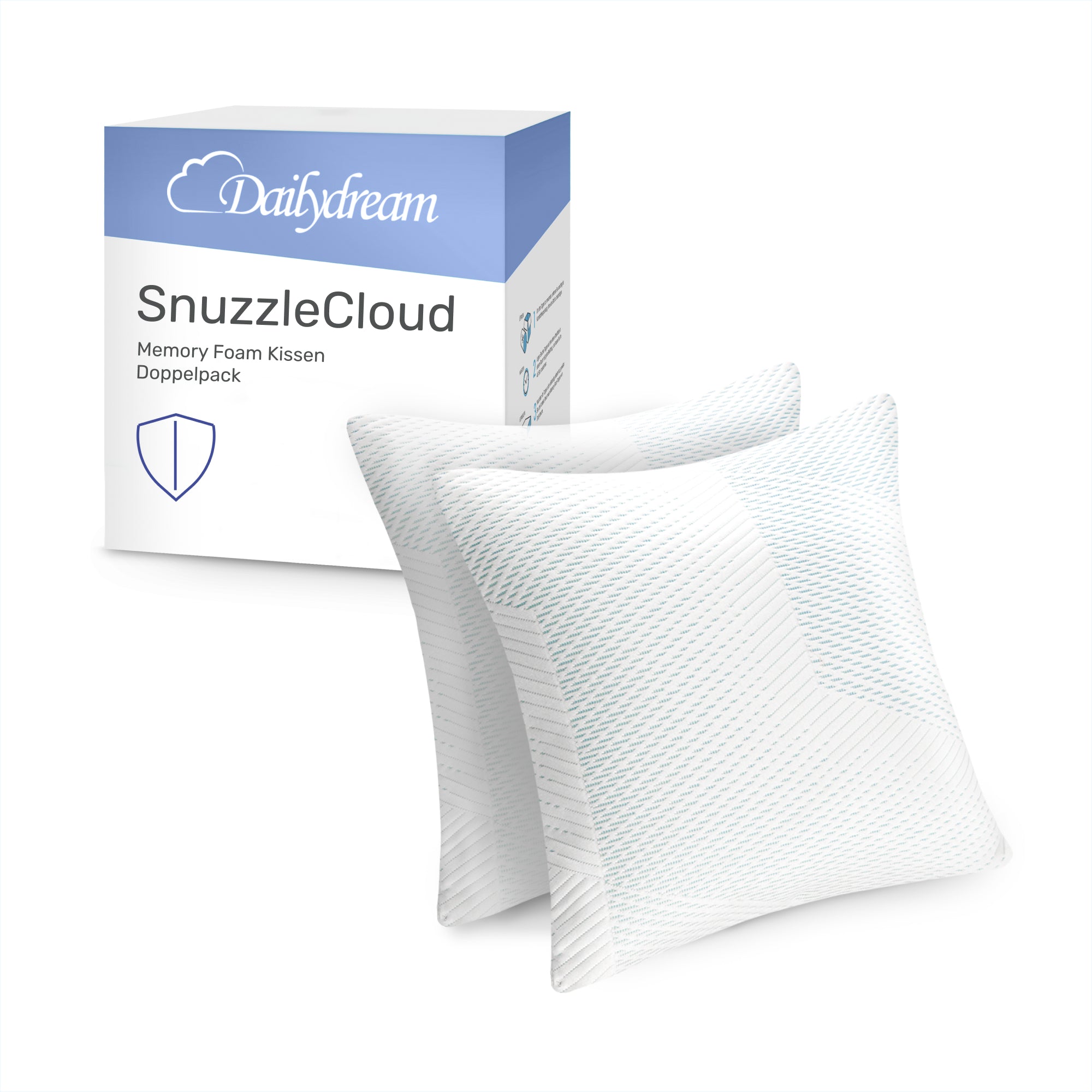 Almohada ergonómica SnuzzleCloud, 40x40x16 cm, 2 piezas, blanco