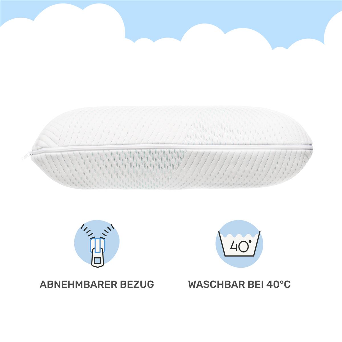 Almohada ergonómica SnuzzleCloud, 60x40x12 cm, blanco