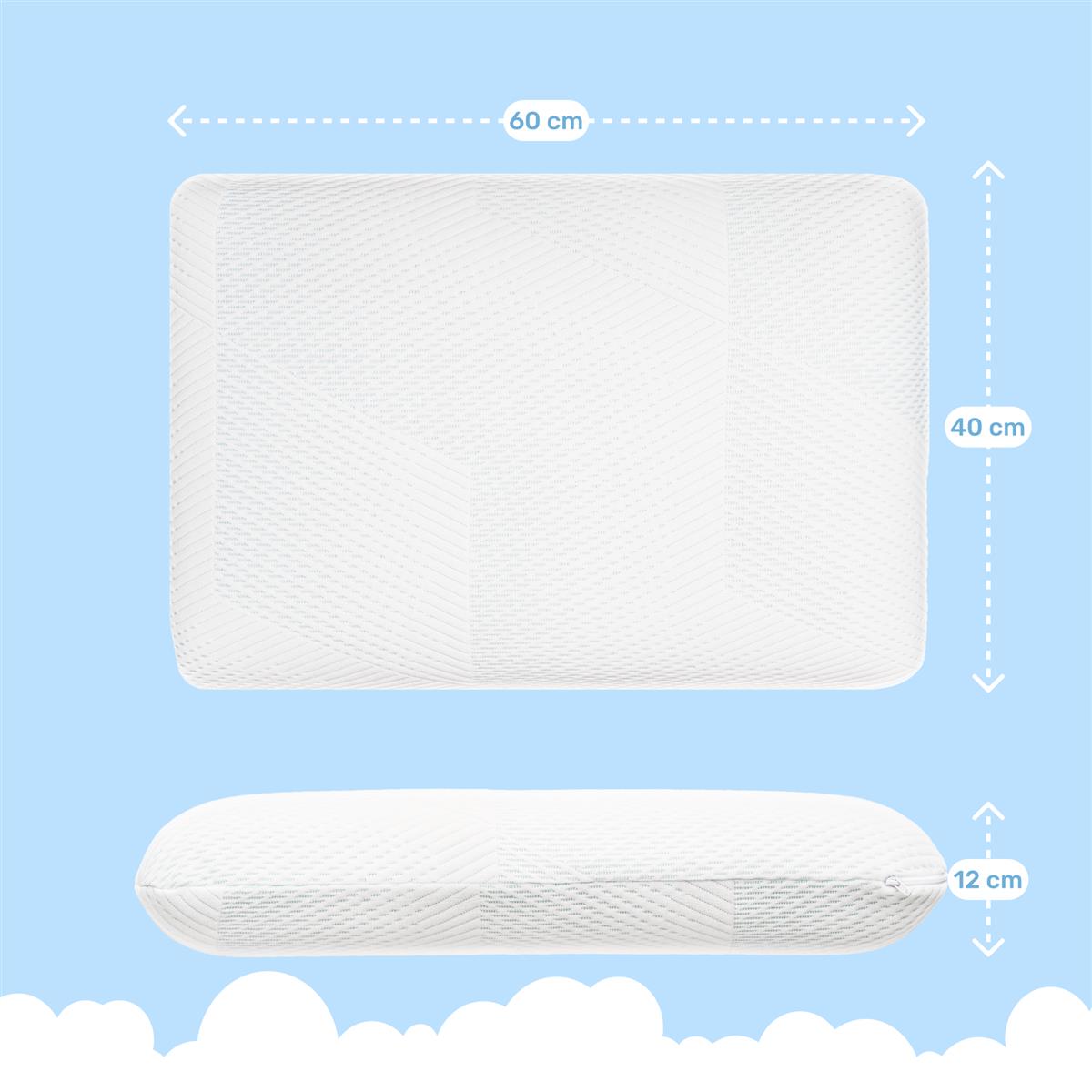 Almohada ergonómica SnuzzleCloud, 60x40x12 cm, blanco