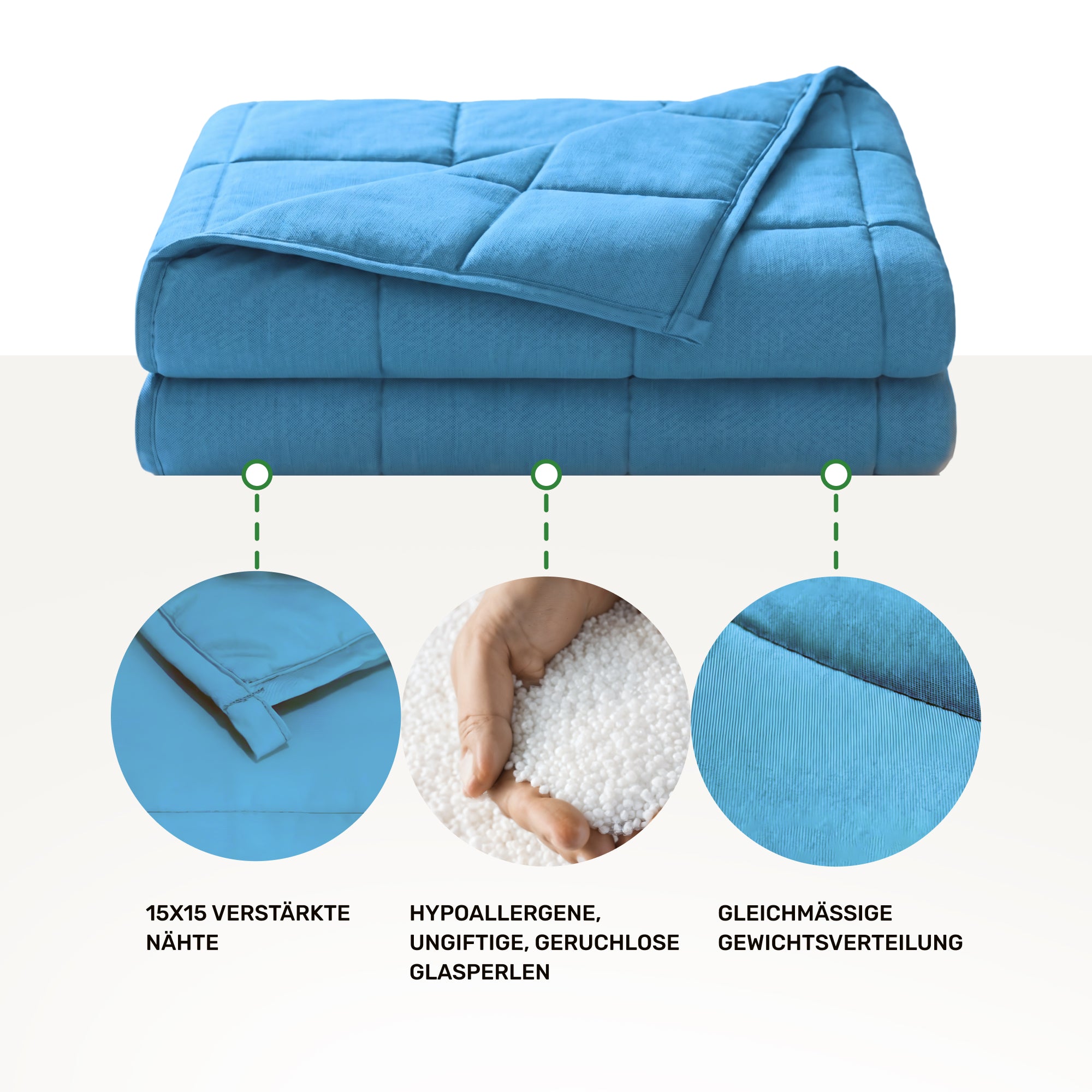 Weighted blanket for adults made of 100% cotton, "Blue" edition