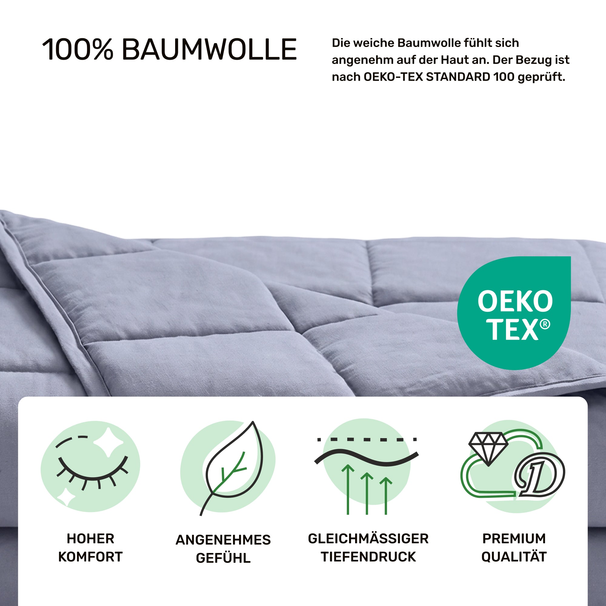 Weighted blanket for adults made of 100% cotton, "Grey" edition