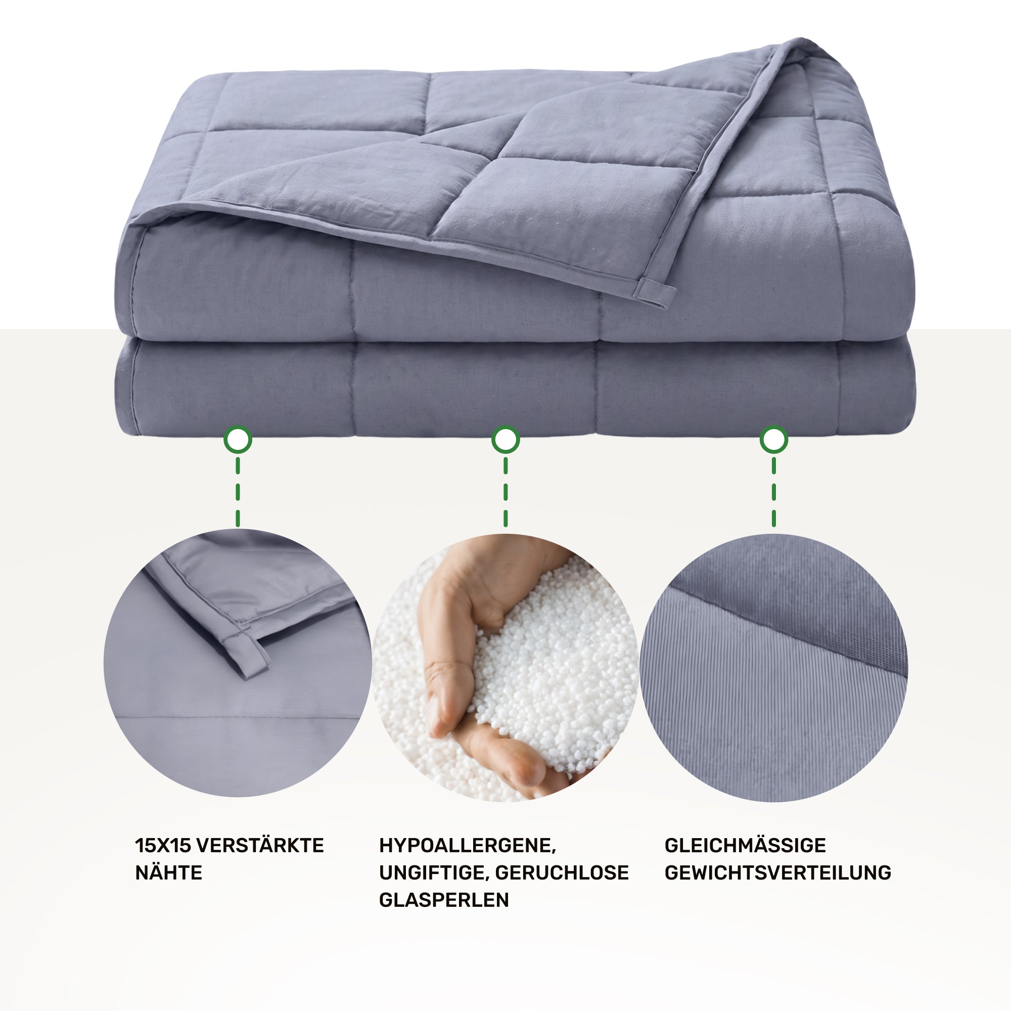 Weighted blanket for adults made of 100% cotton, "Grey" edition