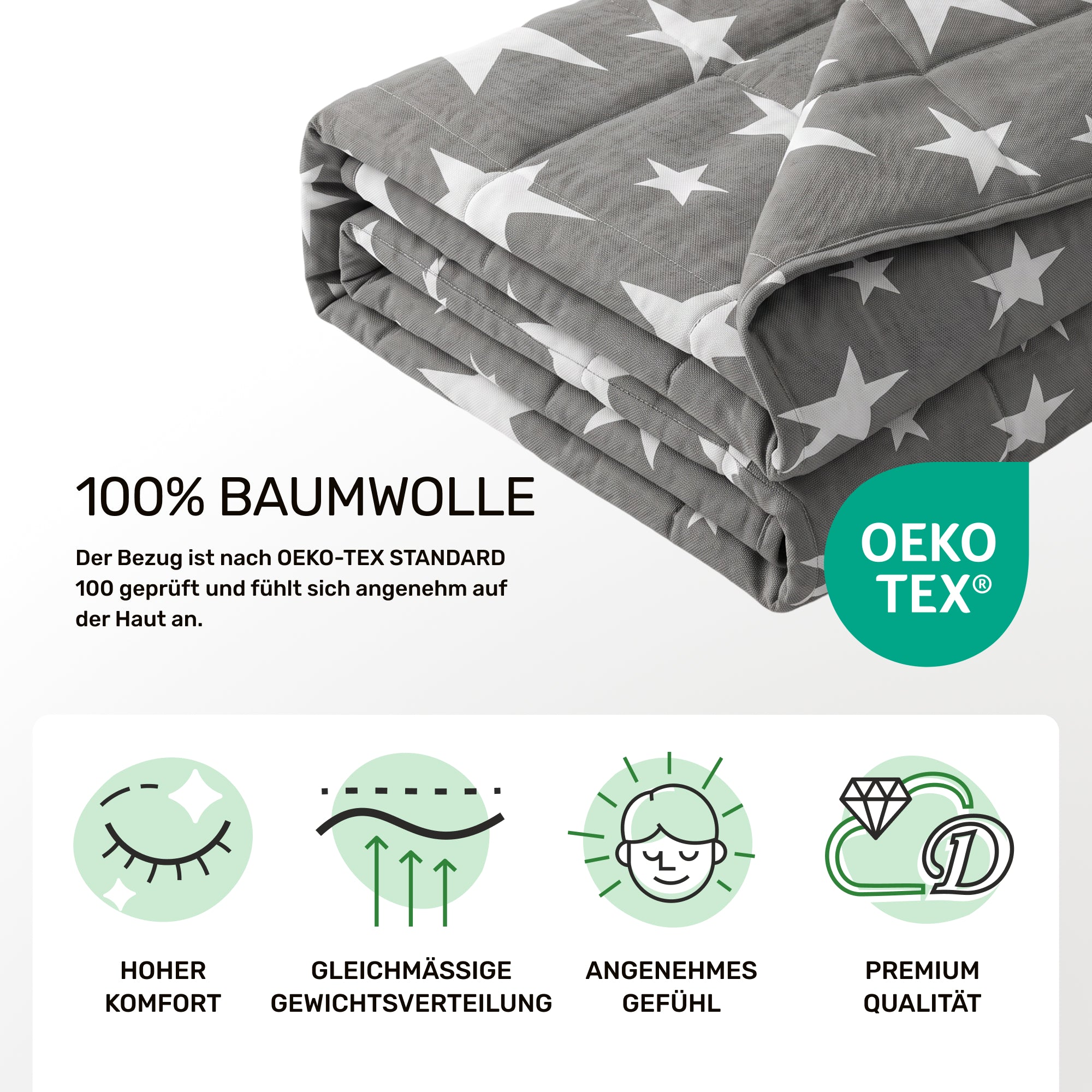Weighted blanket for children made of 100% cotton, "Stars" edition