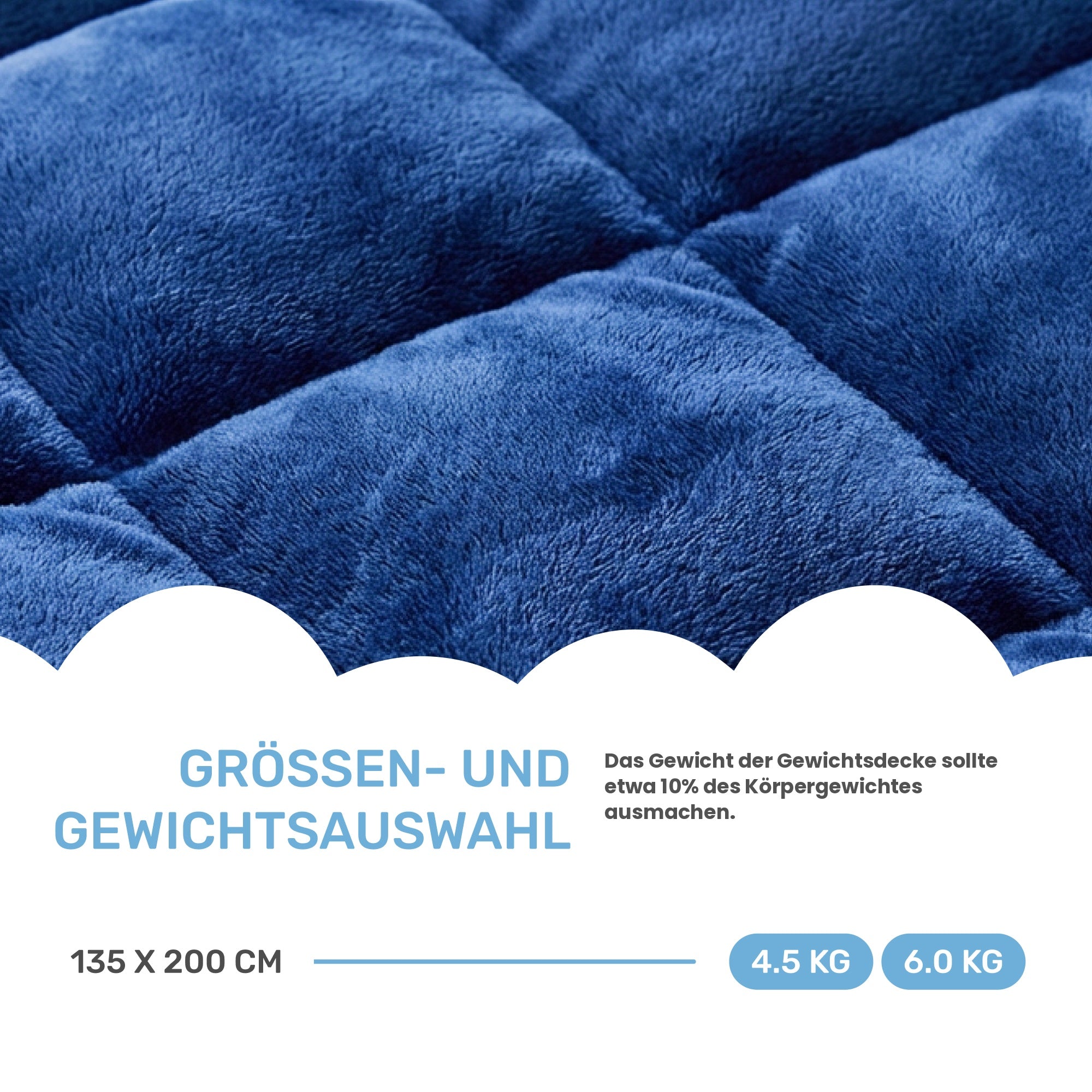 Weighted blanket for adults made of fluffy fleece, "Blue" edition