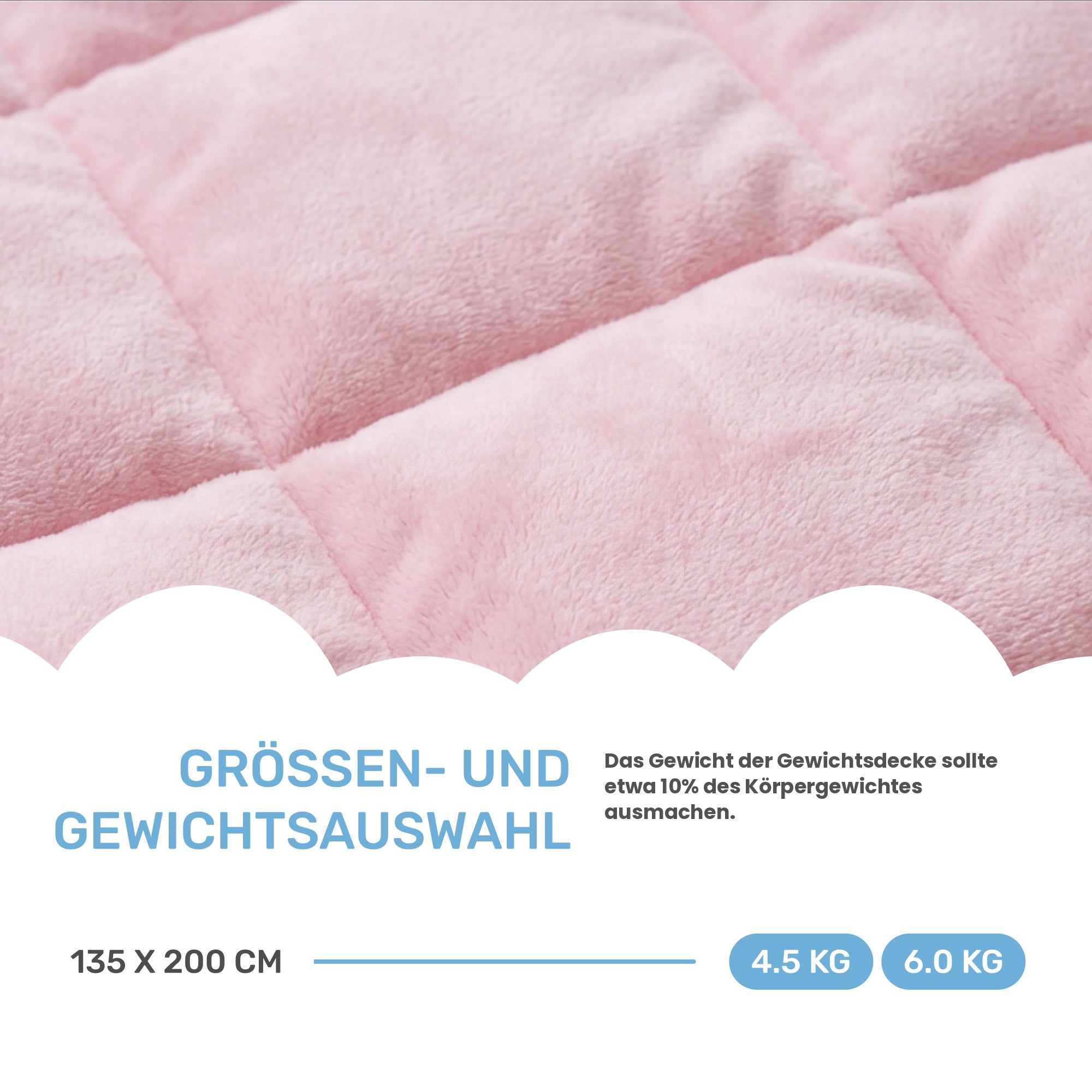 Weighted blanket for adults made of fluffy fleece, "Pink" edition