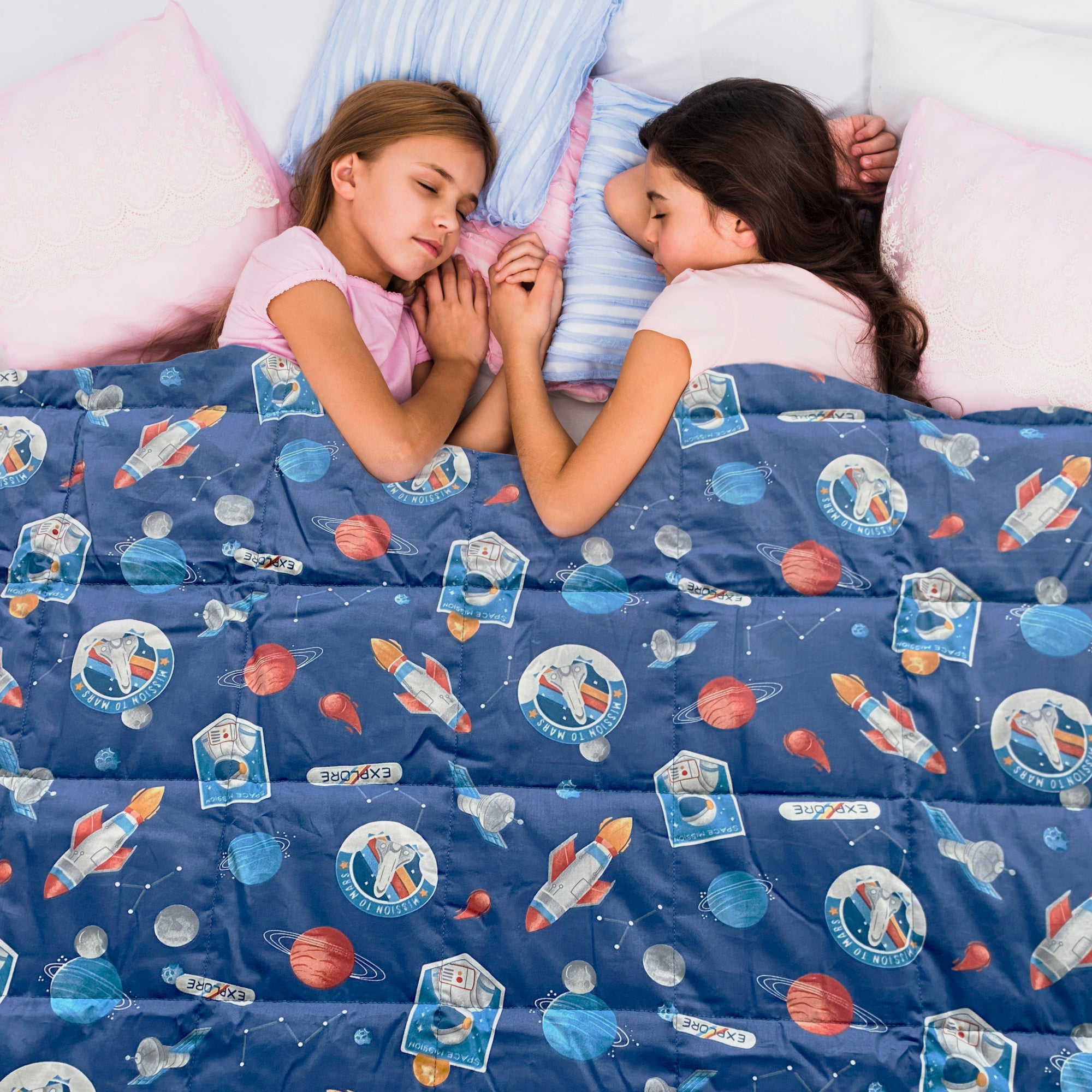 Weighted blanket for children made of 100% cotton, "Space" edition