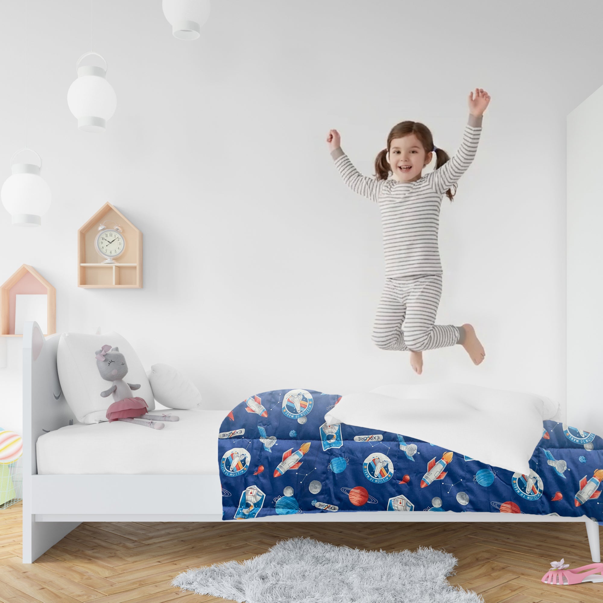 Weighted blanket for children made of 100% cotton, "Space" edition