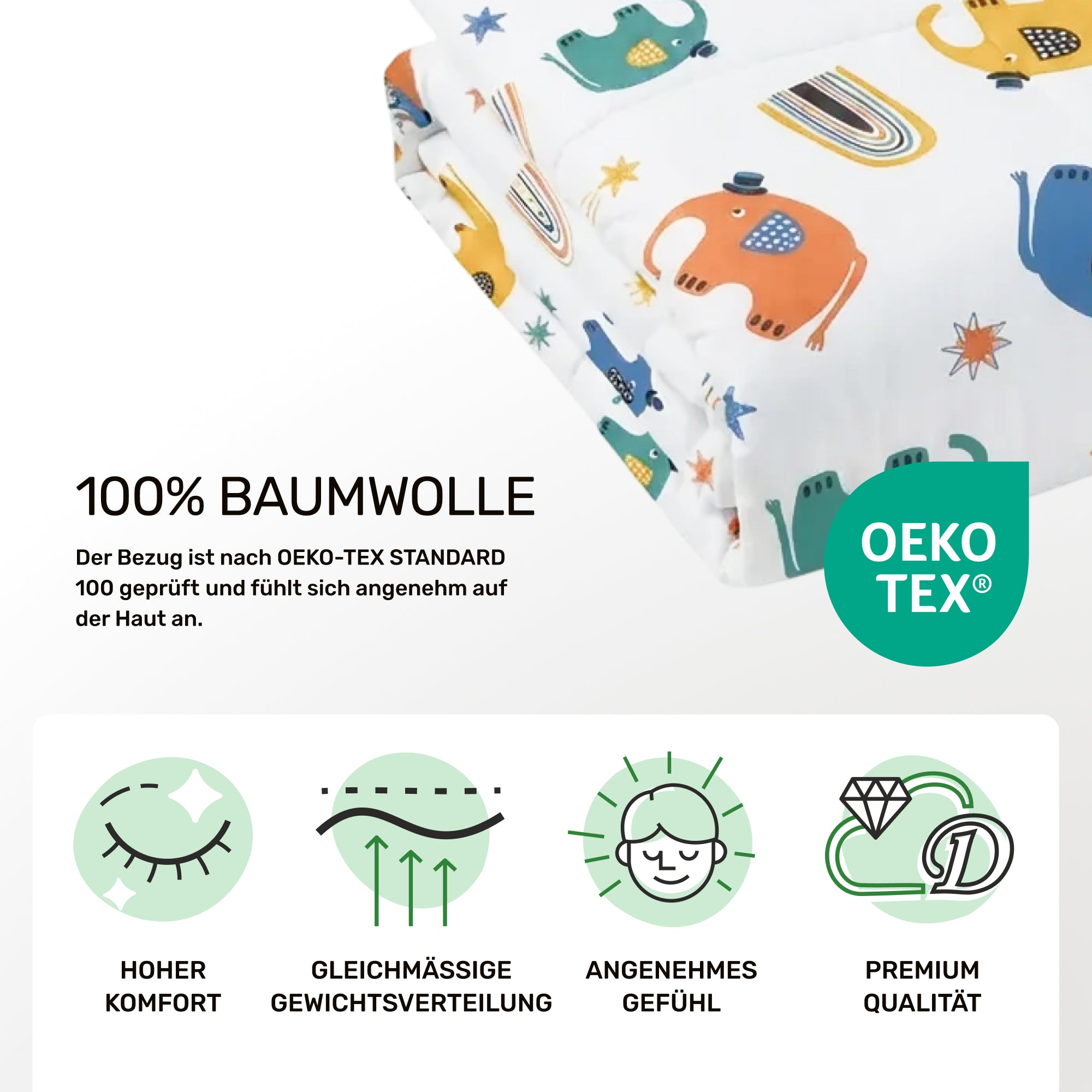Gewichtsdecke für Kinder aus 100% Baumwolle, Edition "Elefant"