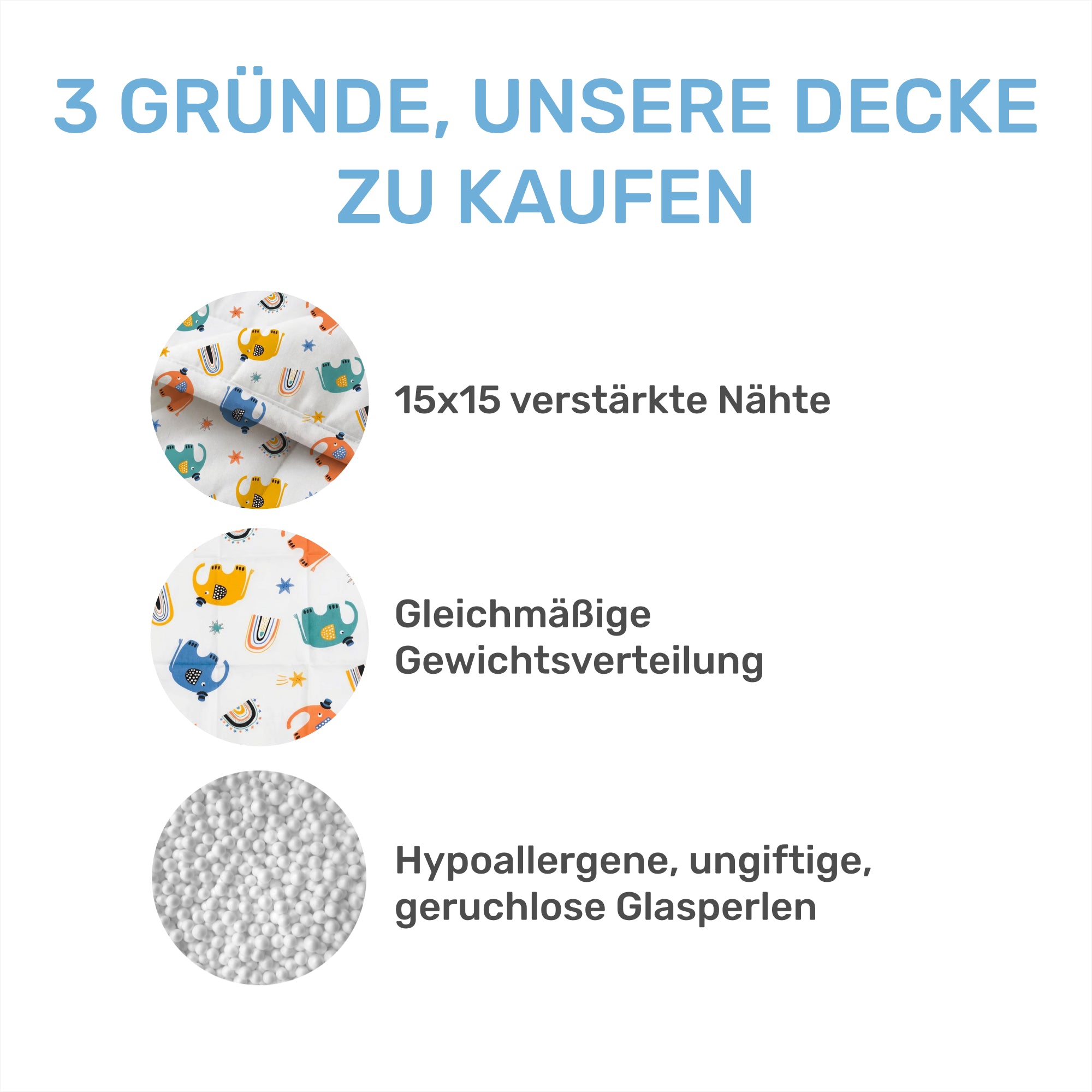 Tyngd filt för barn gjord av 100% bomull, "Elephant"-utgåva