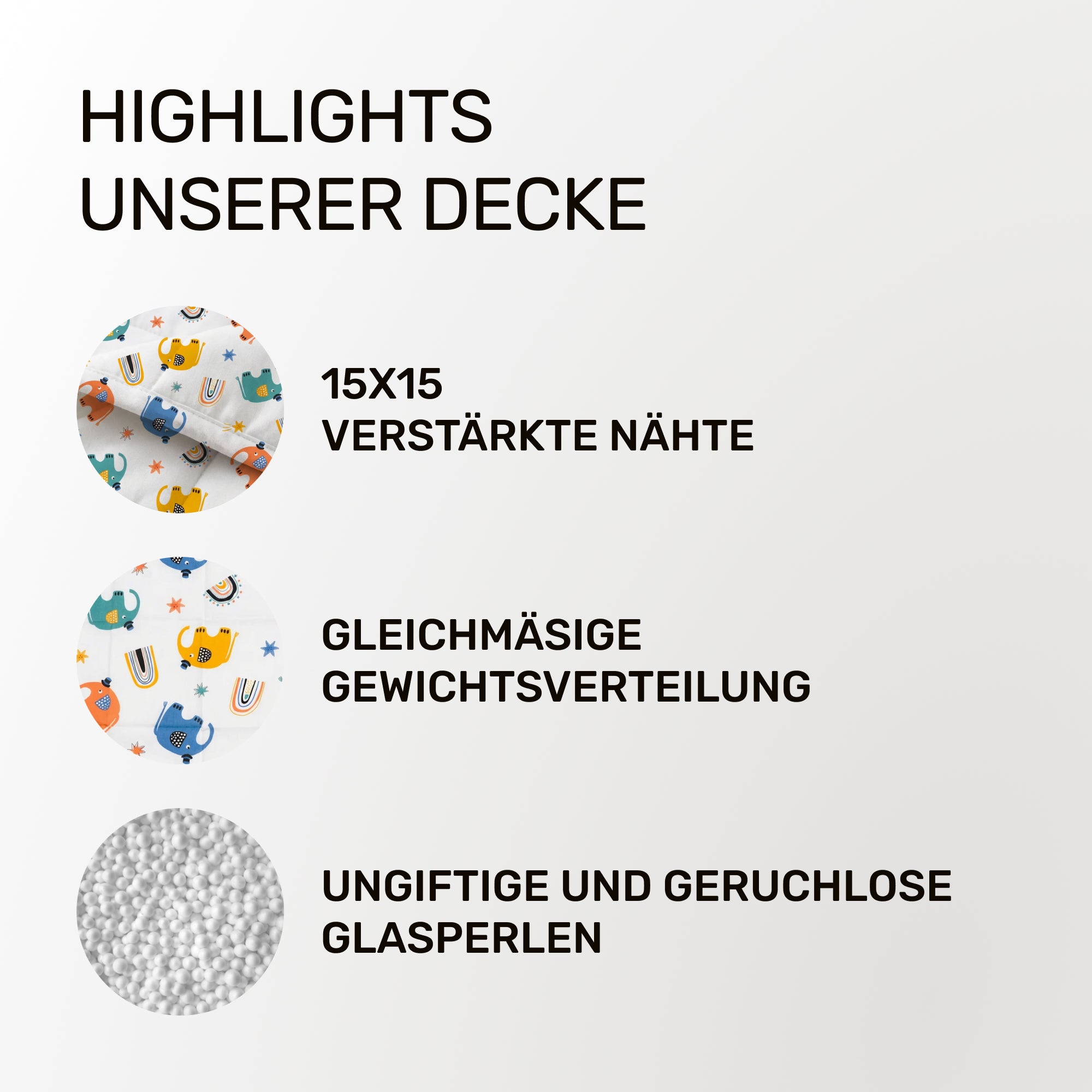 Gewichtsdecke für Kinder aus 100% Baumwolle, Edition "Elefant"