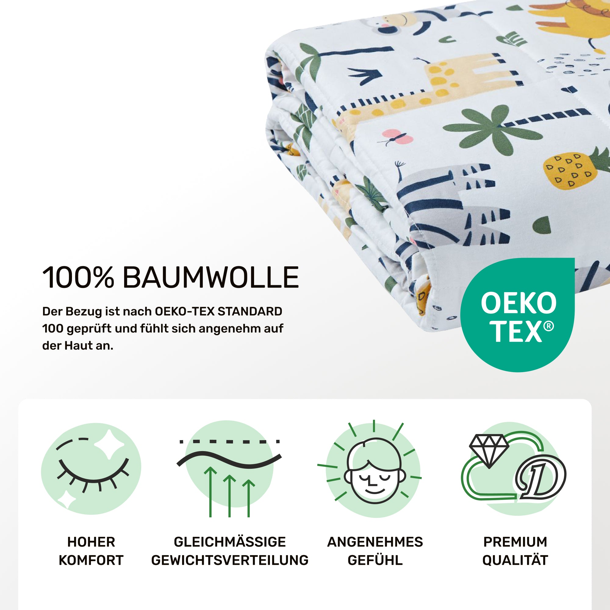 Weighted blanket for children made of 100% cotton, "Safari" edition