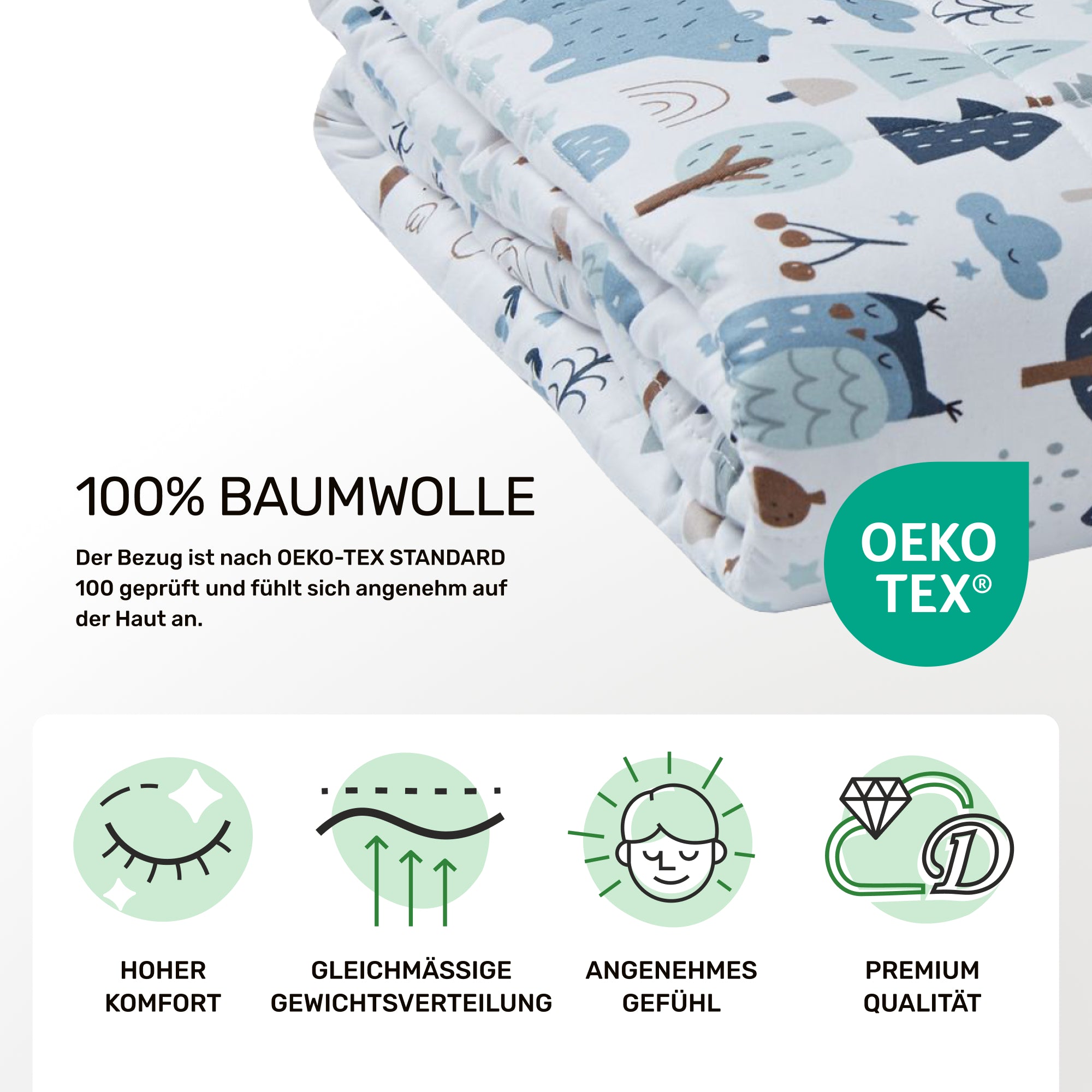Weighted blanket for children made of 100% cotton, edition "Forest
