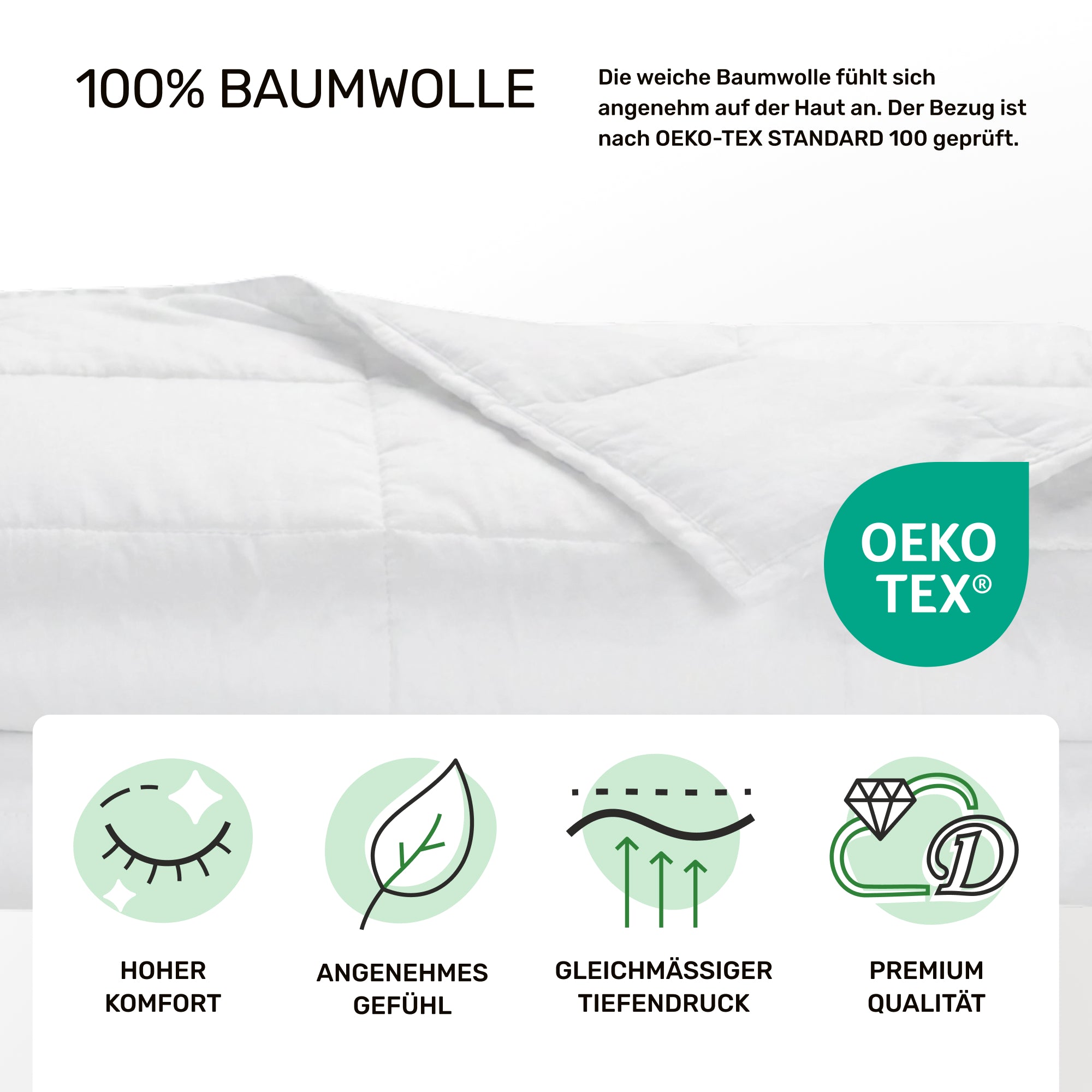 Gewichtsdecke für Erwachsene aus 100% Baumwolle, Edition "Weiß"