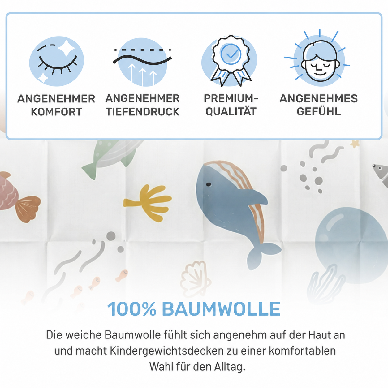 Gewichtsdecke für Kinder aus 100% Baumwolle, Edition "Ocean"