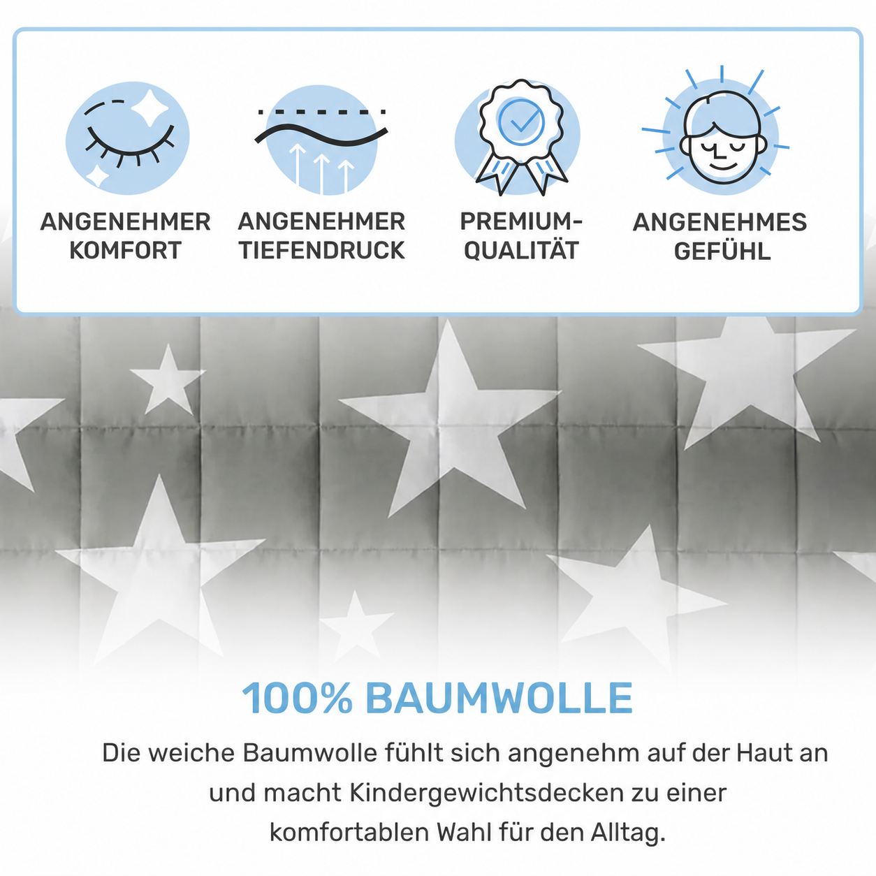 Couverture lestée pour enfants en 100% coton, édition "Etoiles"