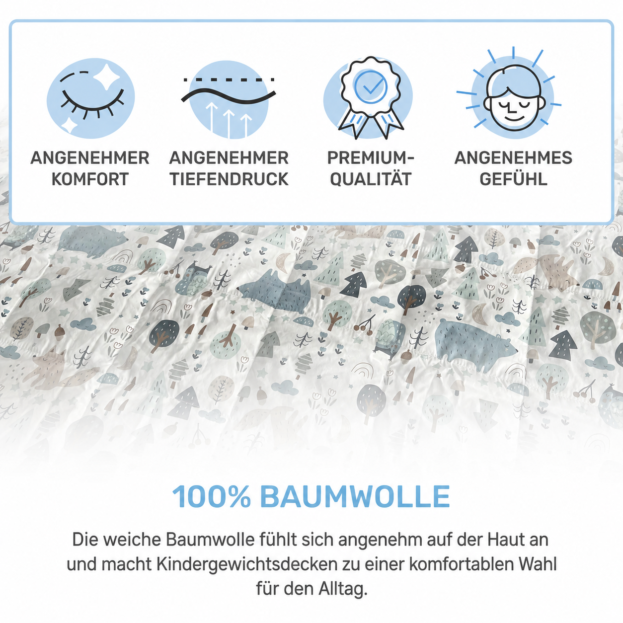 Gewichtsdecke für Kinder aus 100% Baumwolle, Edition "Wald"