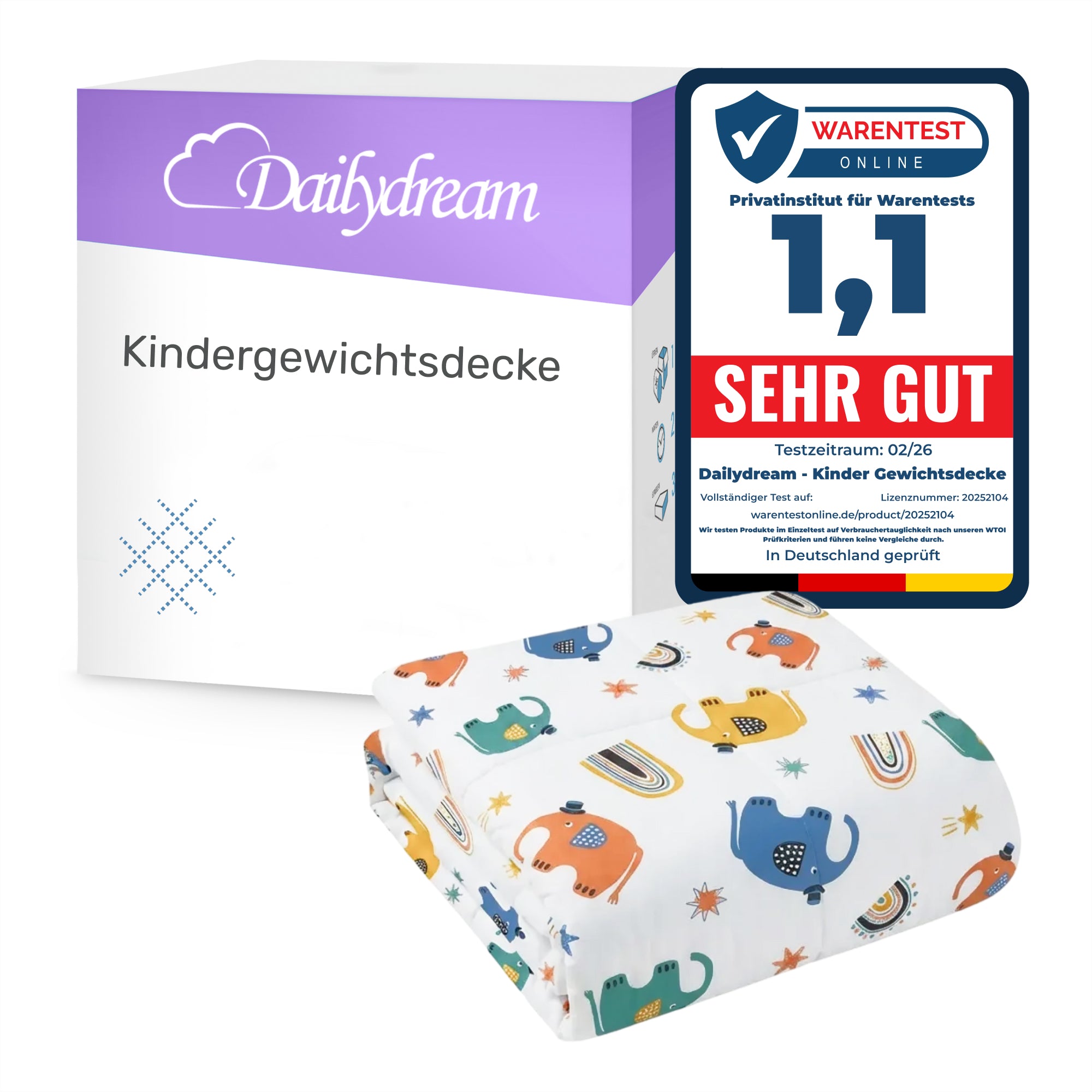 Gewichtsdecke für Kinder aus 100% Baumwolle, Edition "Elefant"