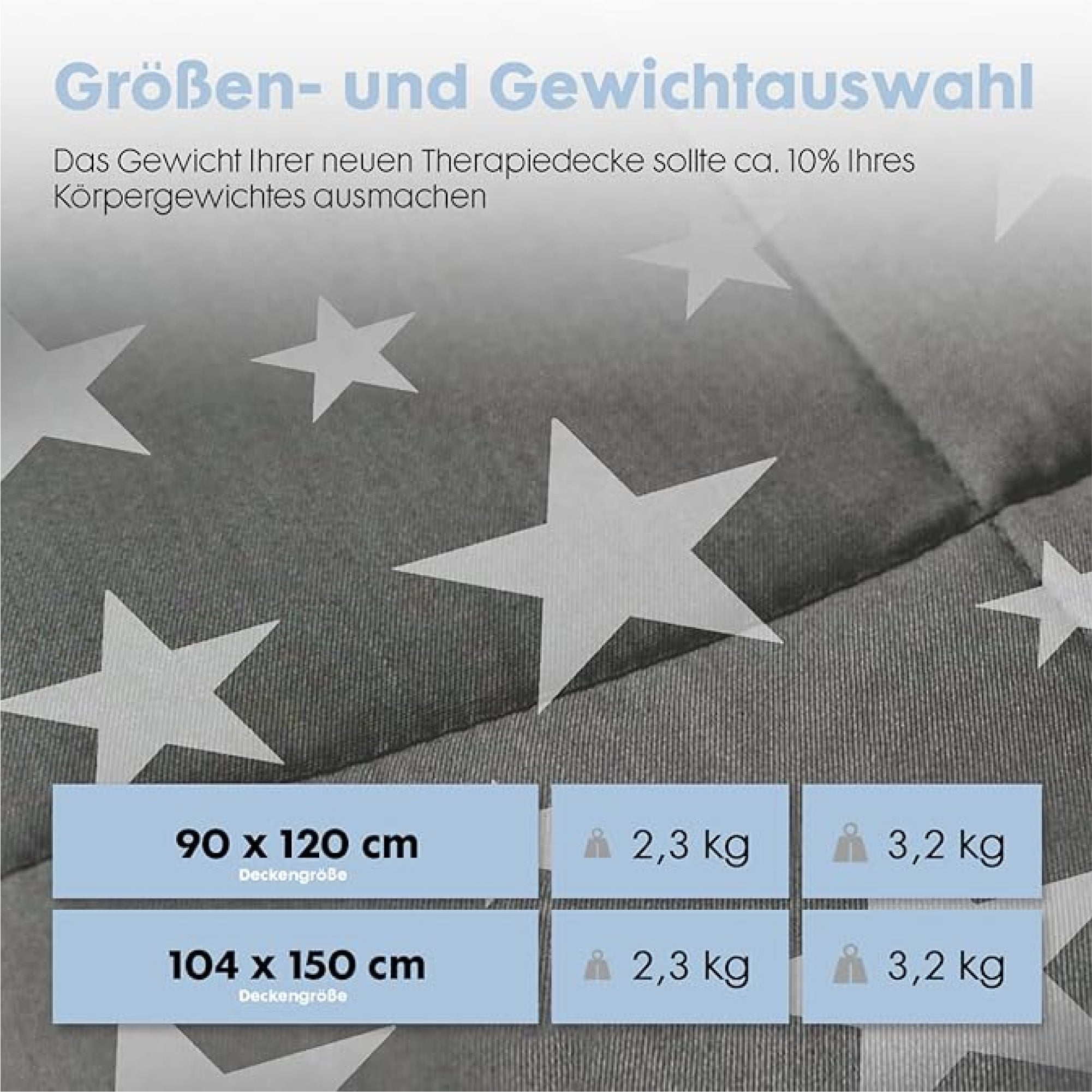 Gewichtsdecke für Kinder aus 100% Baumwolle, Edition "Sterne"