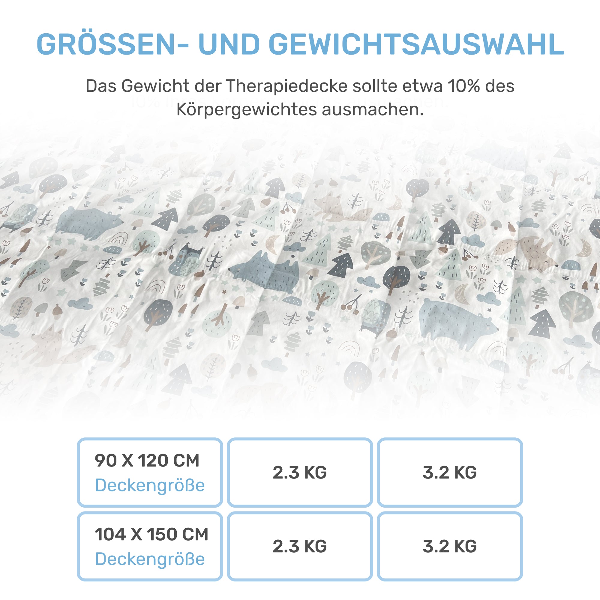 Gewichtsdecke für Kinder aus 100% Baumwolle, Edition "Wald
