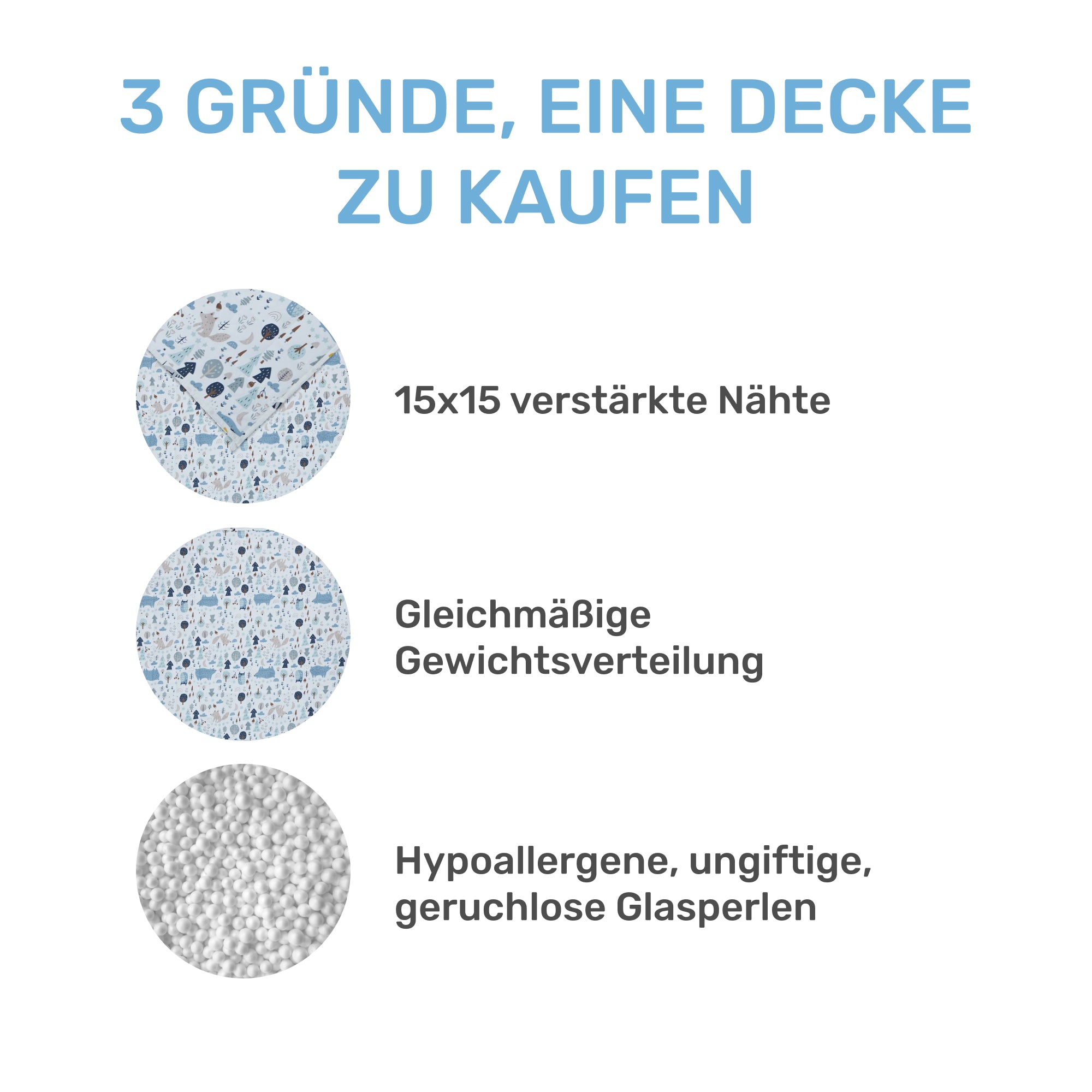 Gewichtsdecke für Kinder aus 100% Baumwolle, Edition "Wald