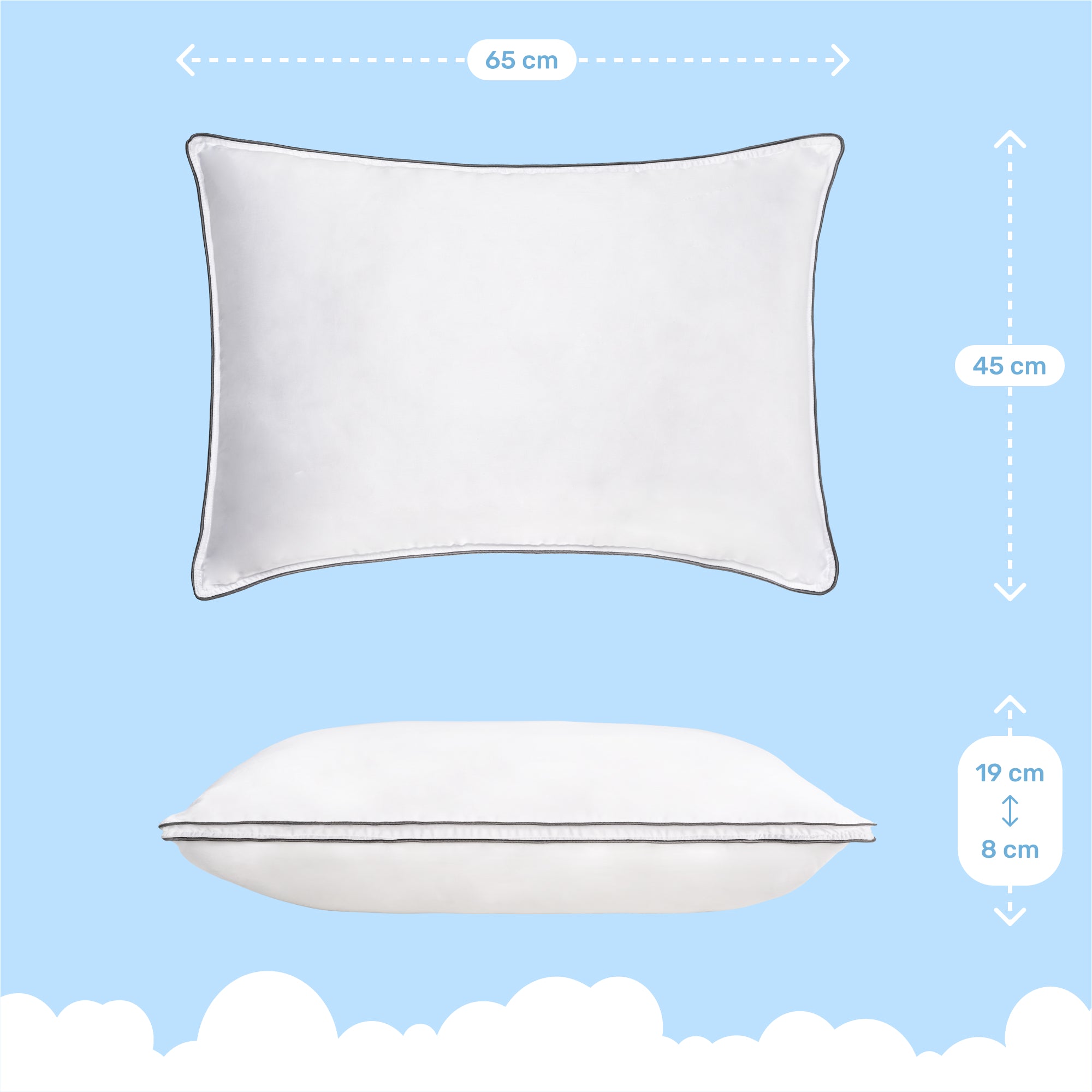 Höhenverstellbares Kopfkissen CozyCloud , 65 x 45cm
